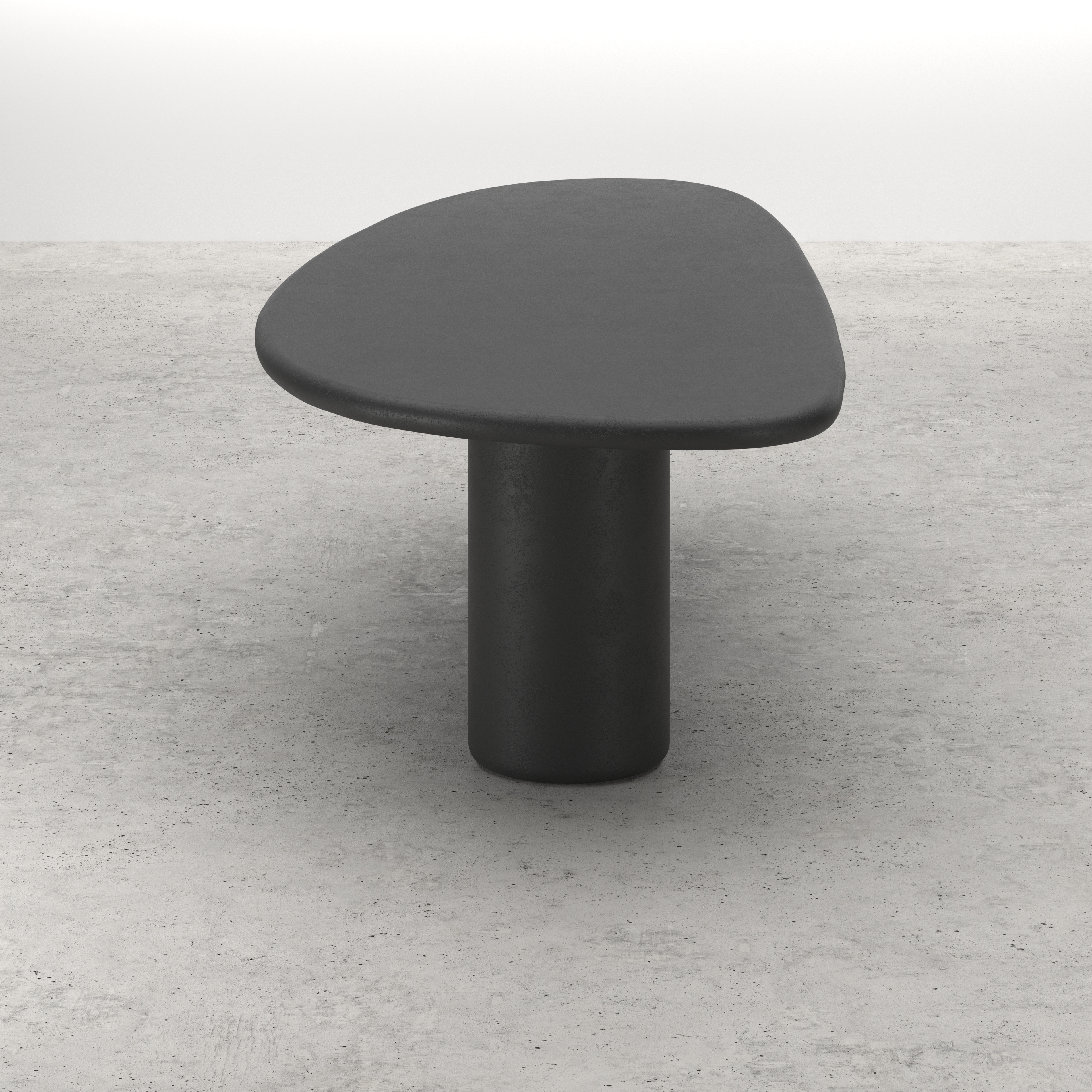 Eettafel Artisano met rockvormig Artisano blad in Claylime kleur Charcoal