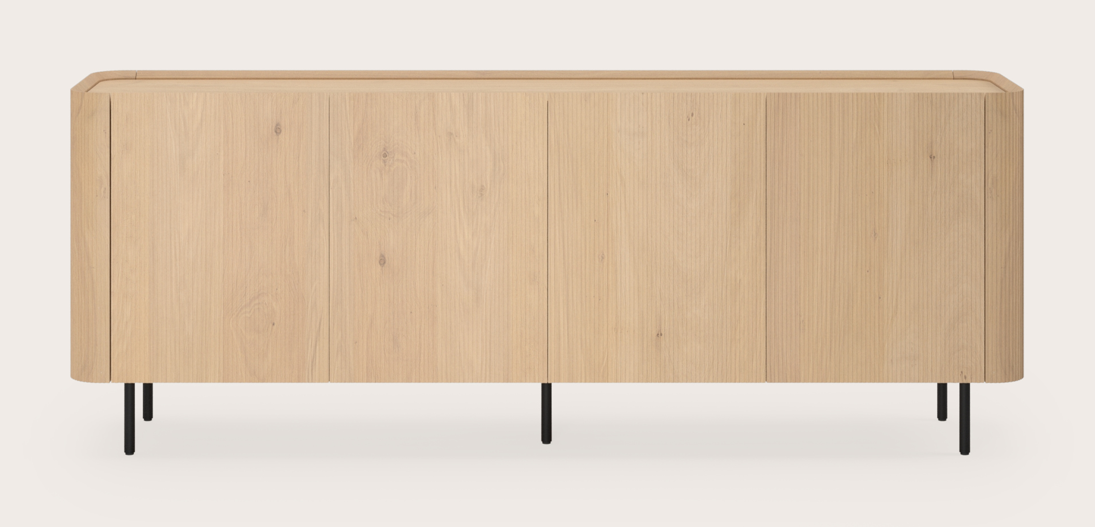 Grivato dressoir in natuurkleurige eik met ronde poten 219 x 45 cm