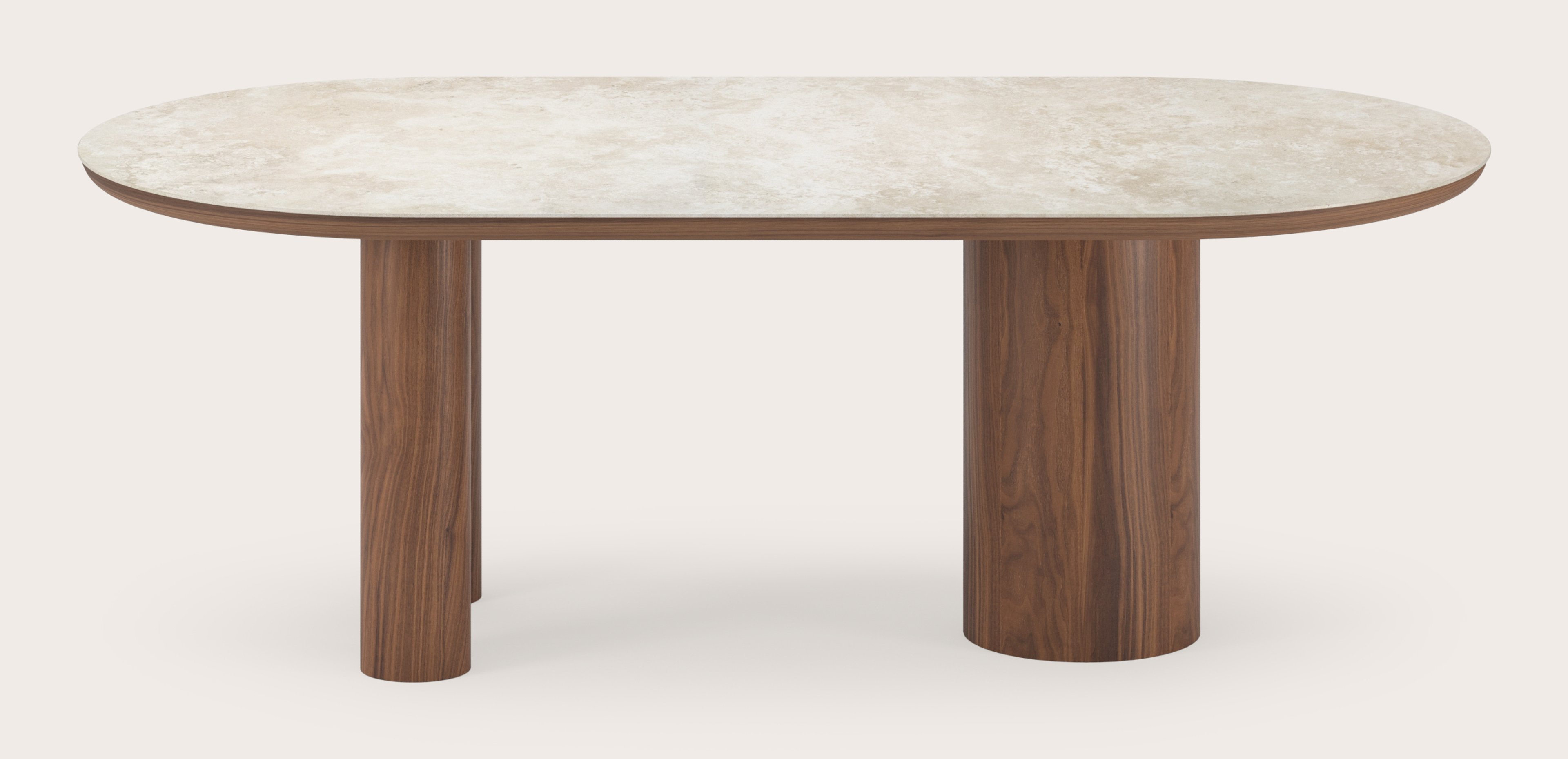 Table de salle à manger Amato Rondo armature en noyer avec plateau Ceramo ovale plat en céramique en couleur Rapolano 220 x 110 x 76 cm