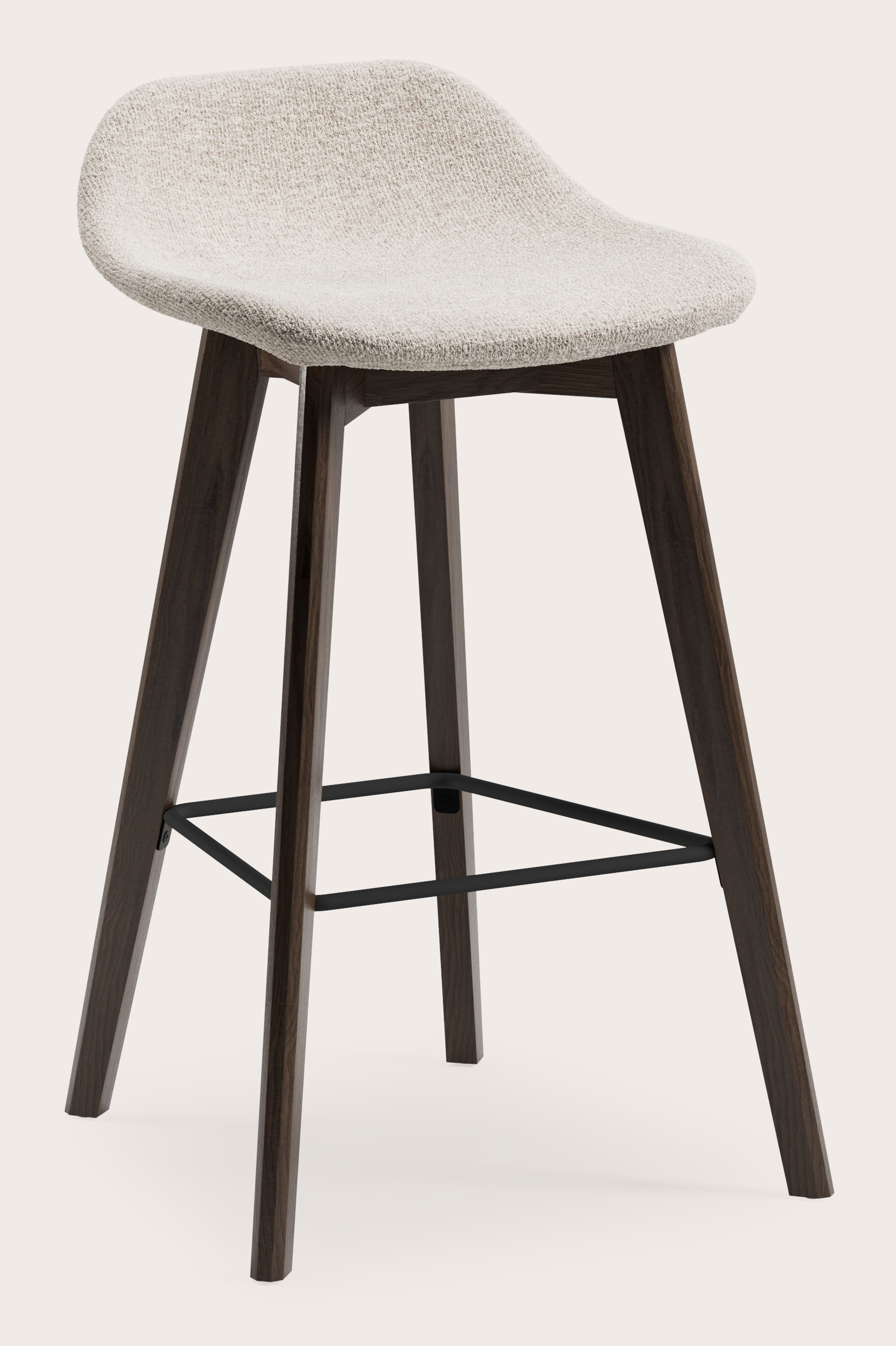 Vasco lage barstoel in gerookte eik met zitting in Nova stof Almond