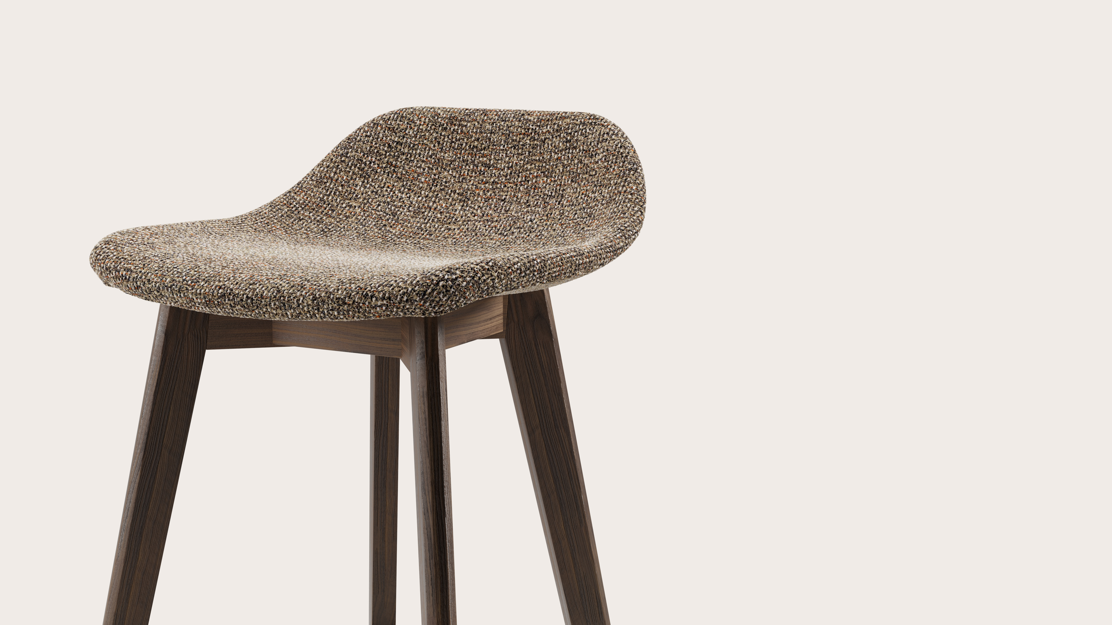 Vasco tabouret de bar basse en noyer avec assise en Fresco tissu Wenge