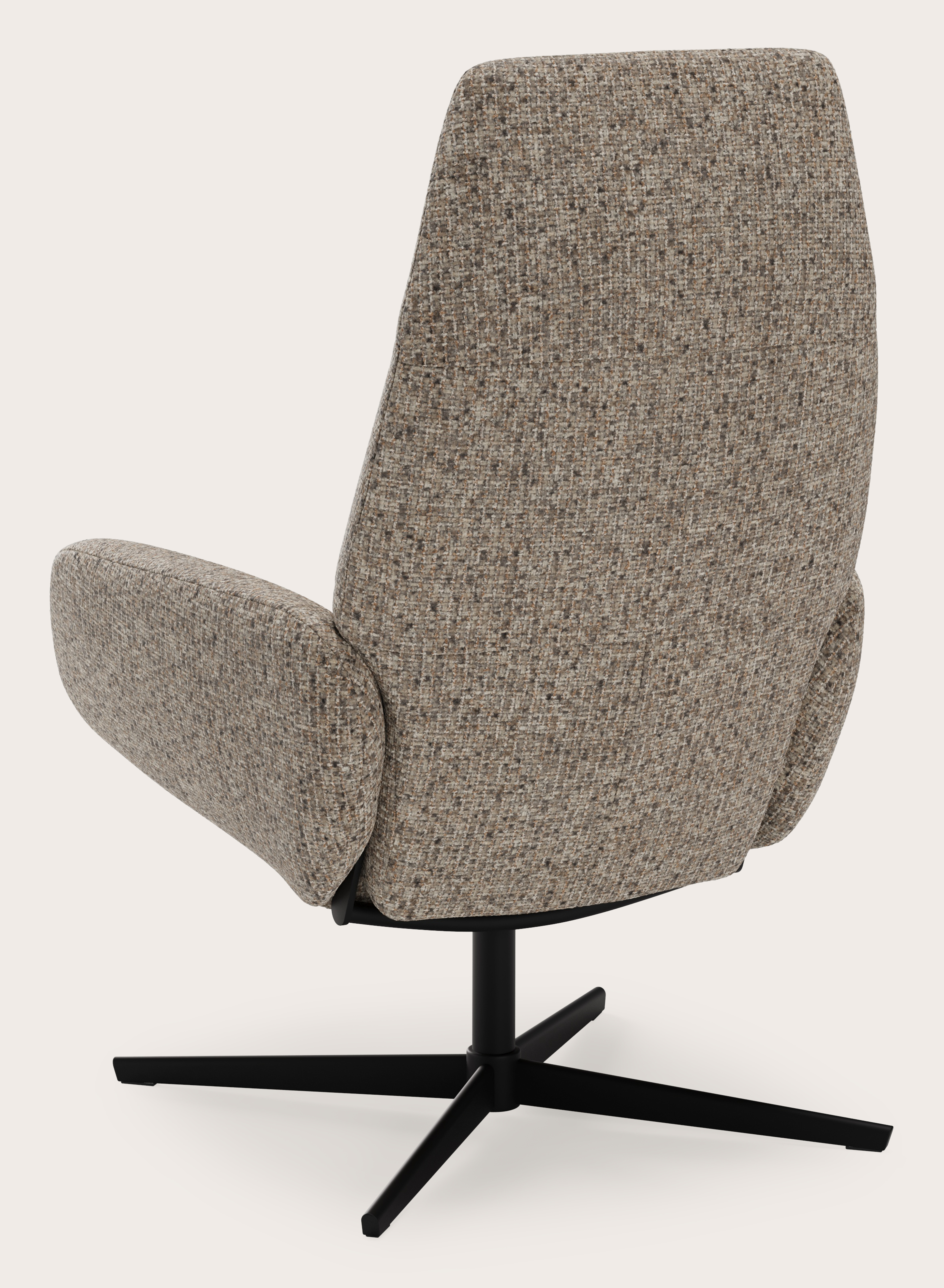 Fauteuil relax Lento à fonction push-back en Tessaro tissu Taupe avec pied en métal noir