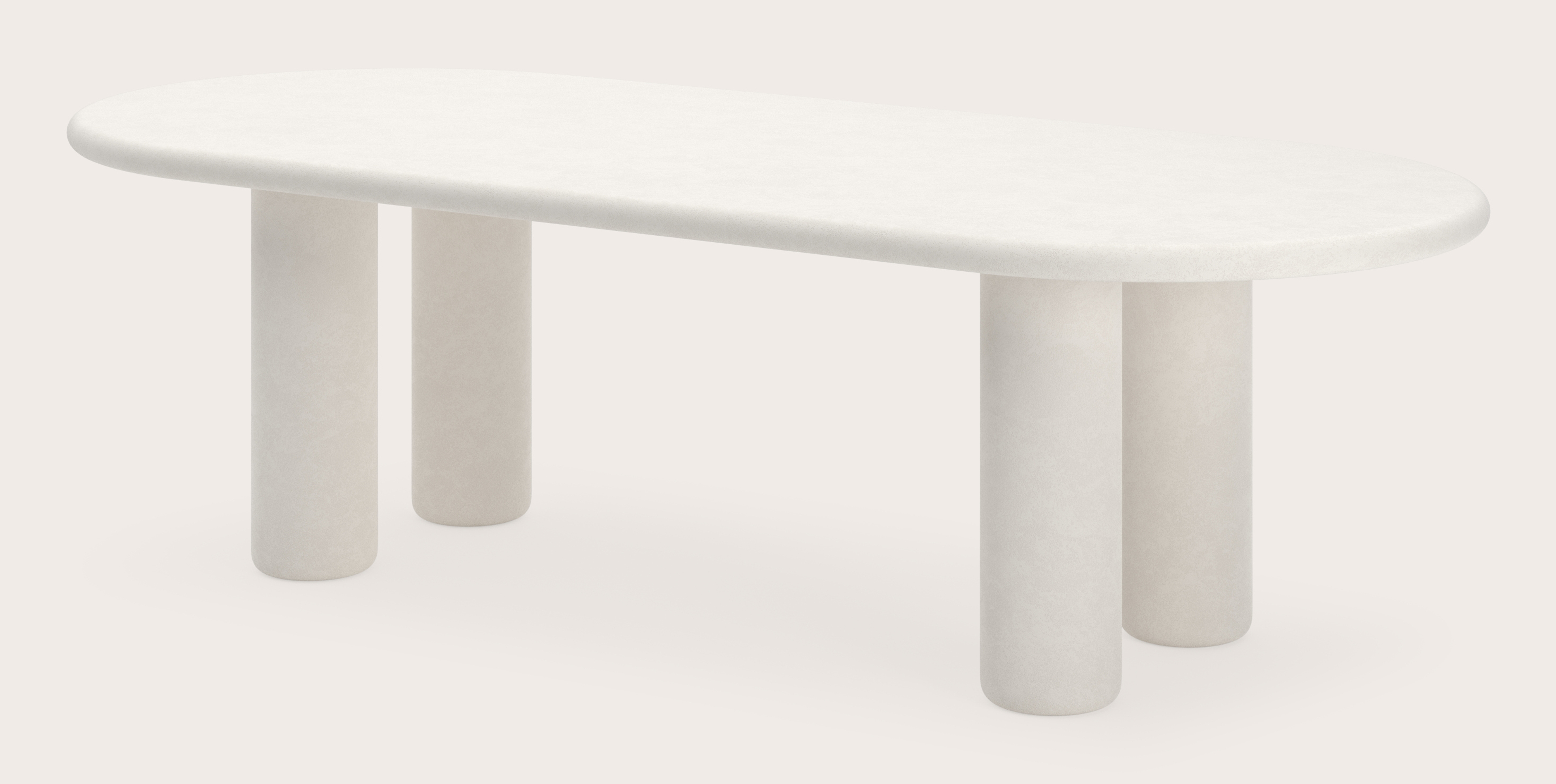 Table de salle à manger Artisano avec plateau Artisano ovale plat en Claylime couleur Chalk
