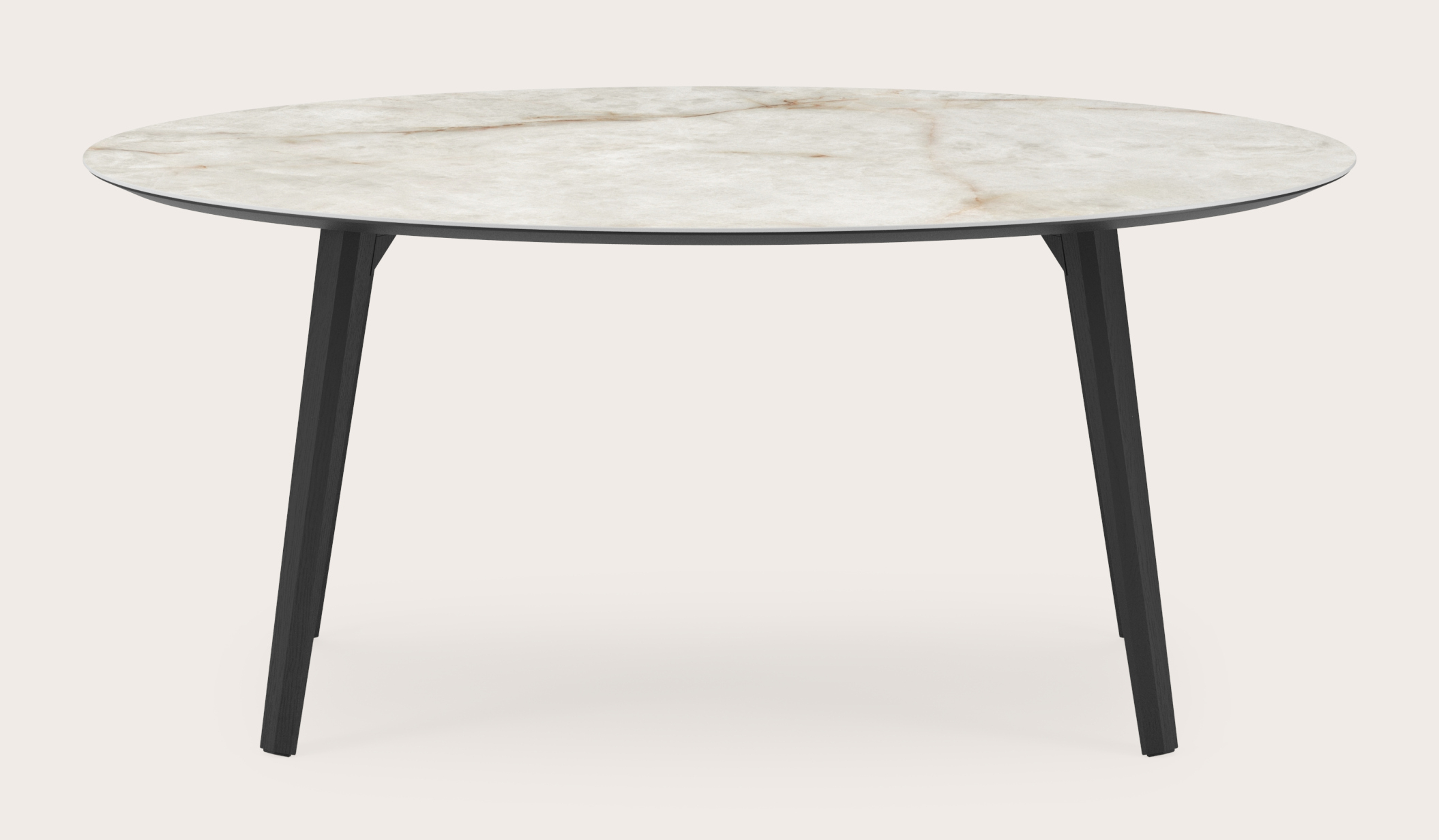 Table de salle à manger Clino armature en chêne noir avec plateau Ceramo ovale en céramique en couleur Himalaya 180 x 110 x 77 cm