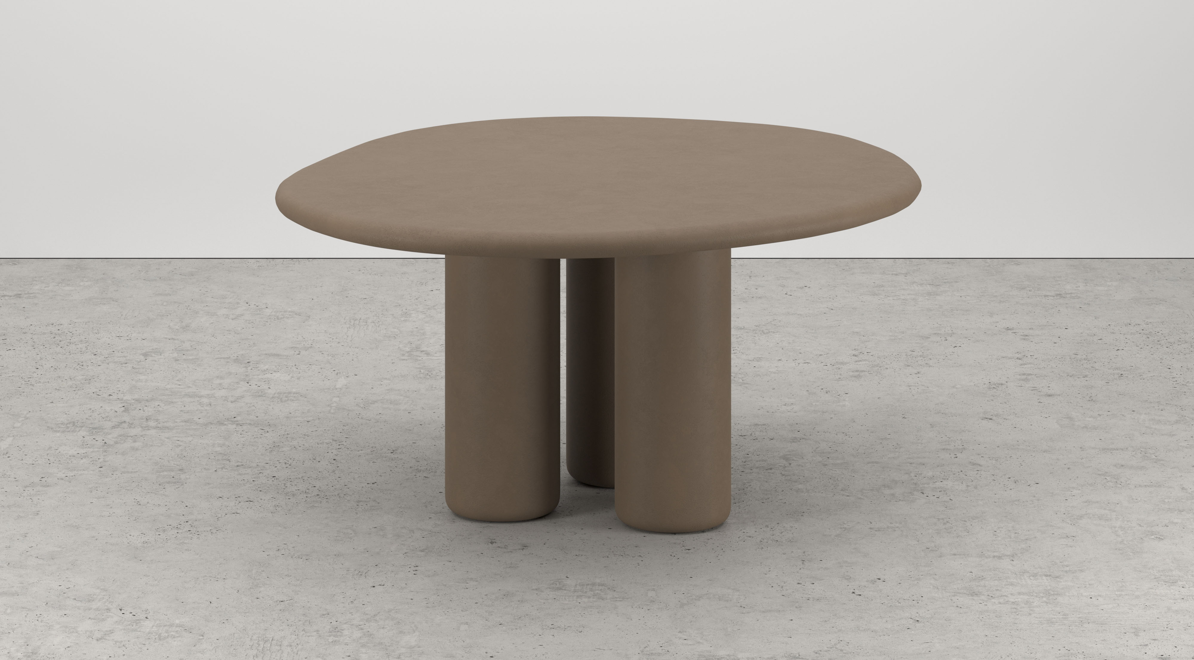 Eettafel Artisano met pebblevormig Artisano blad in Claylime kleur Desert