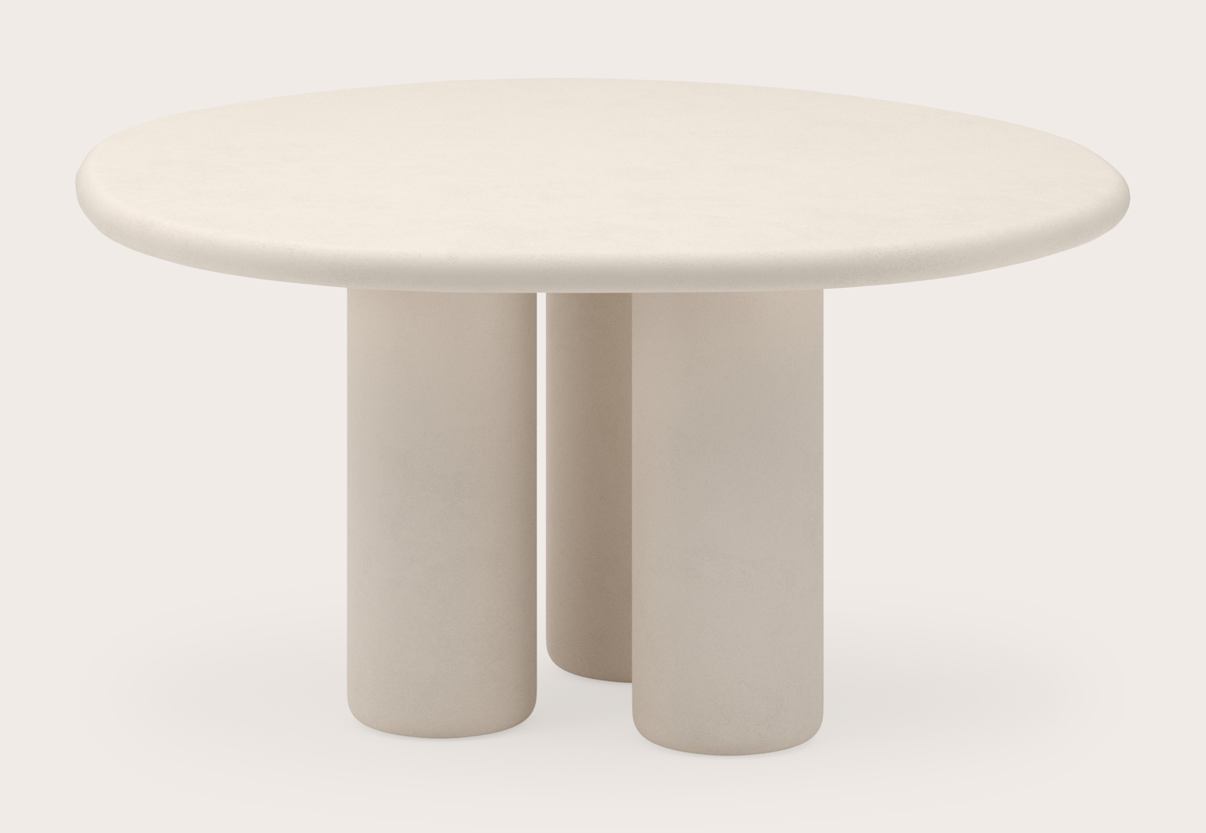 Eettafel Artisano met pebblevormig Artisano blad in Claylime kleur Eggshell