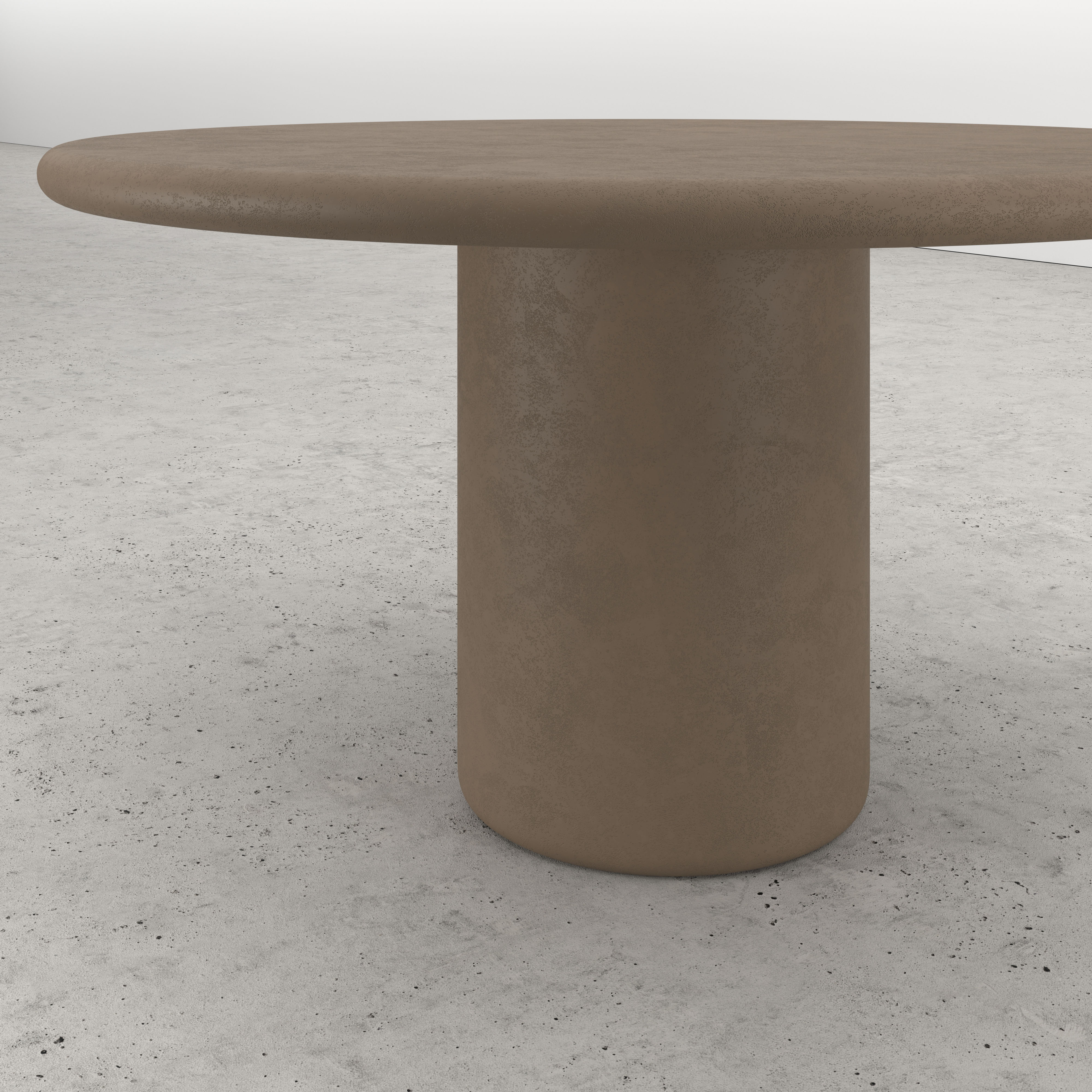 Eettafel Artisano met rond Artisano blad in Claylime kleur Desert