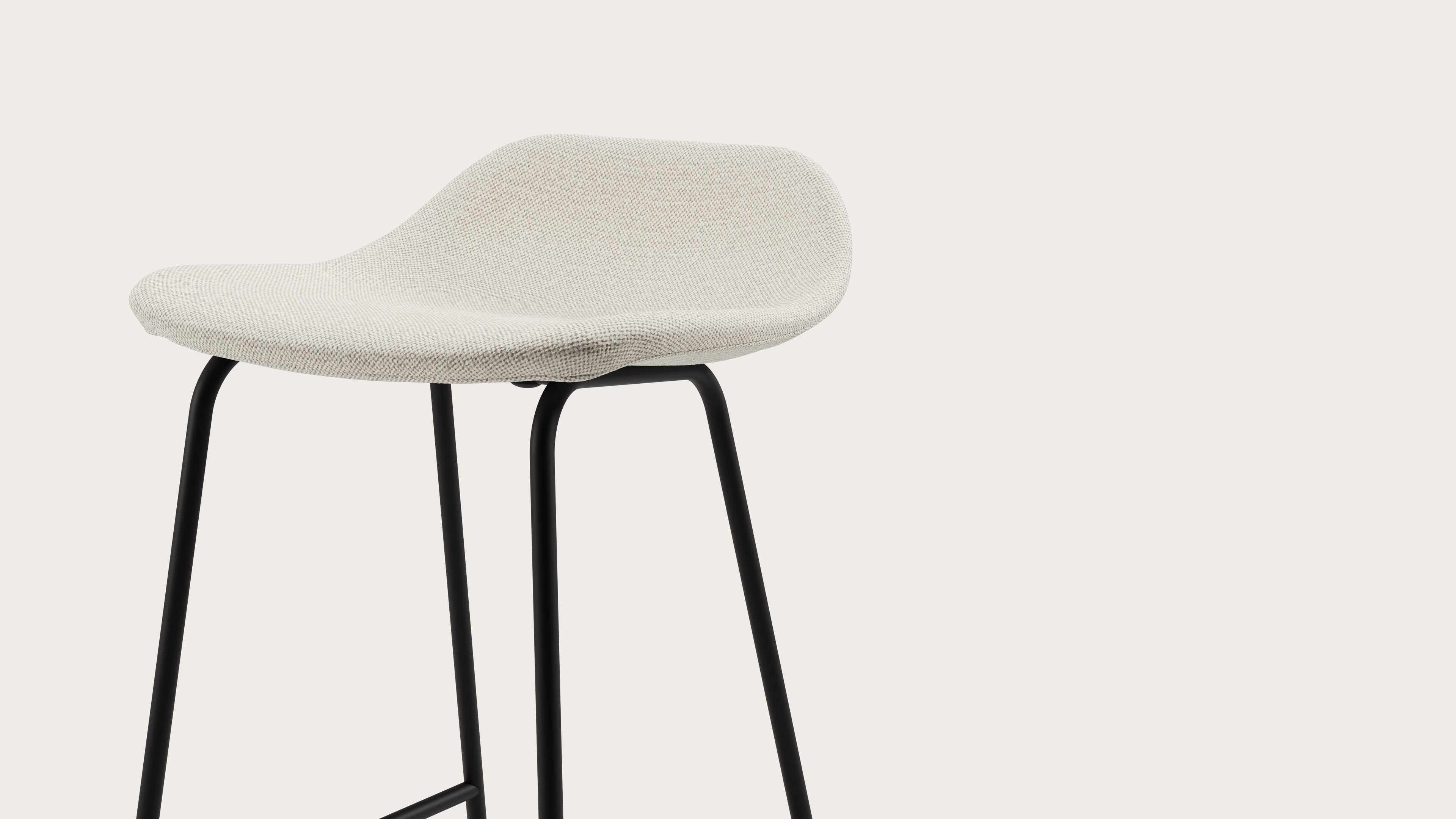 Vasco tabouret de bar basse en métal noir avec assise en Brio tissu Linen