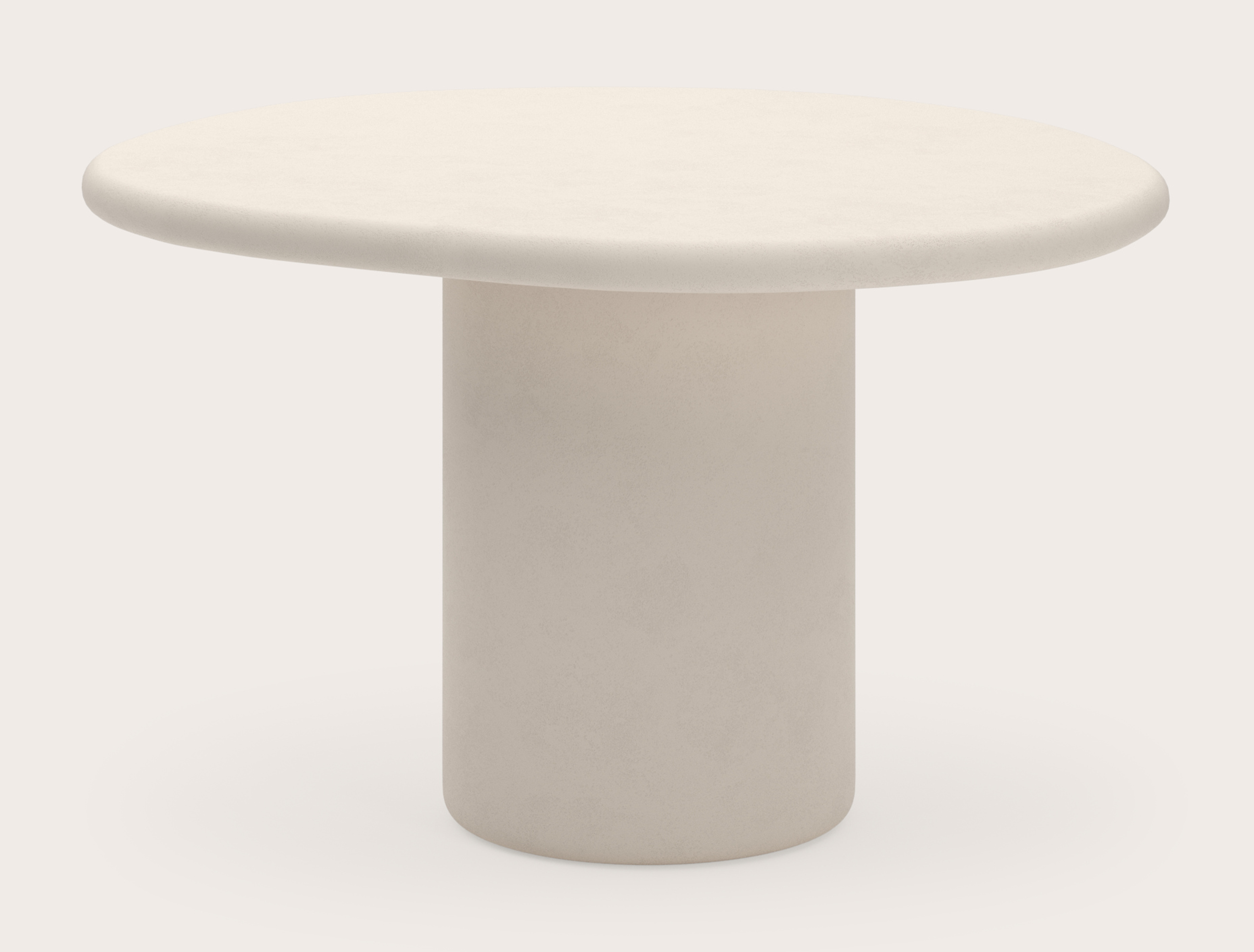 Table de salle à manger Artisano avec plateau Artisano forme pebble en Claylime couleur Eggshell