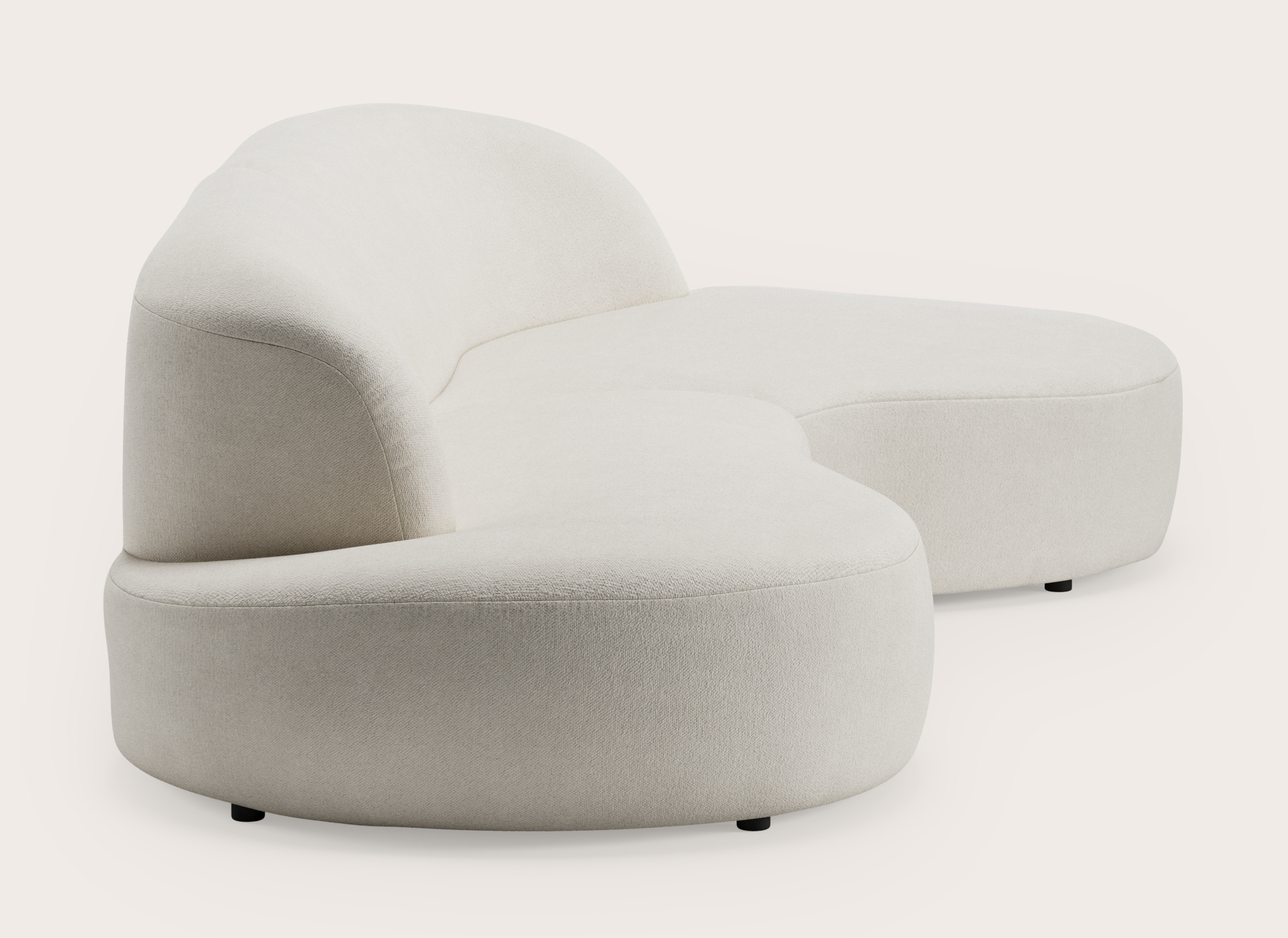 Tubo canapé d'angle 3,5 places en Volti tissu Pearl