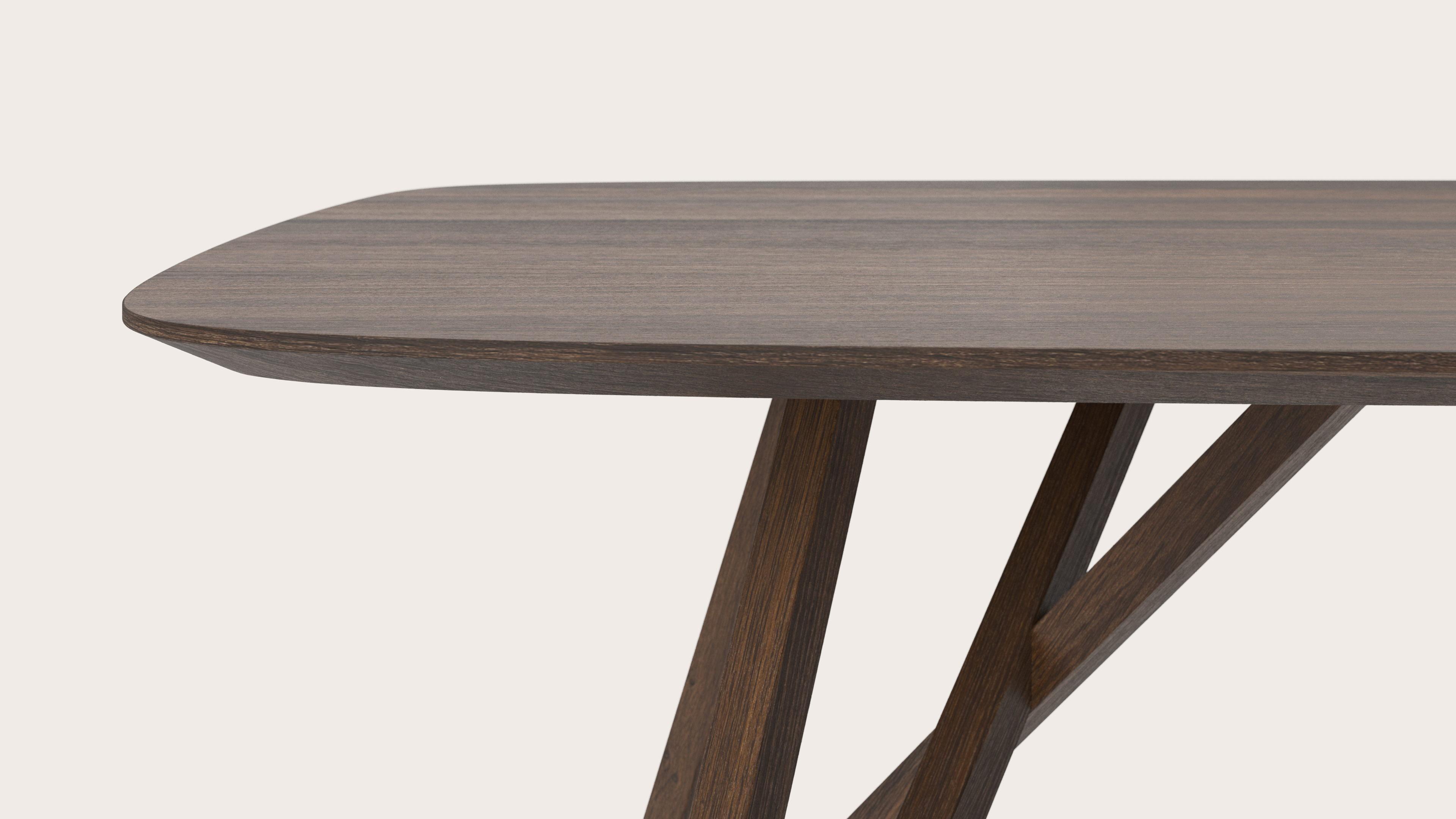Table de salle à manger Ragno armature en chêne fumé avec plateau Finesso forme arrondie en chêne fumé 260 x 110 x 77 cm