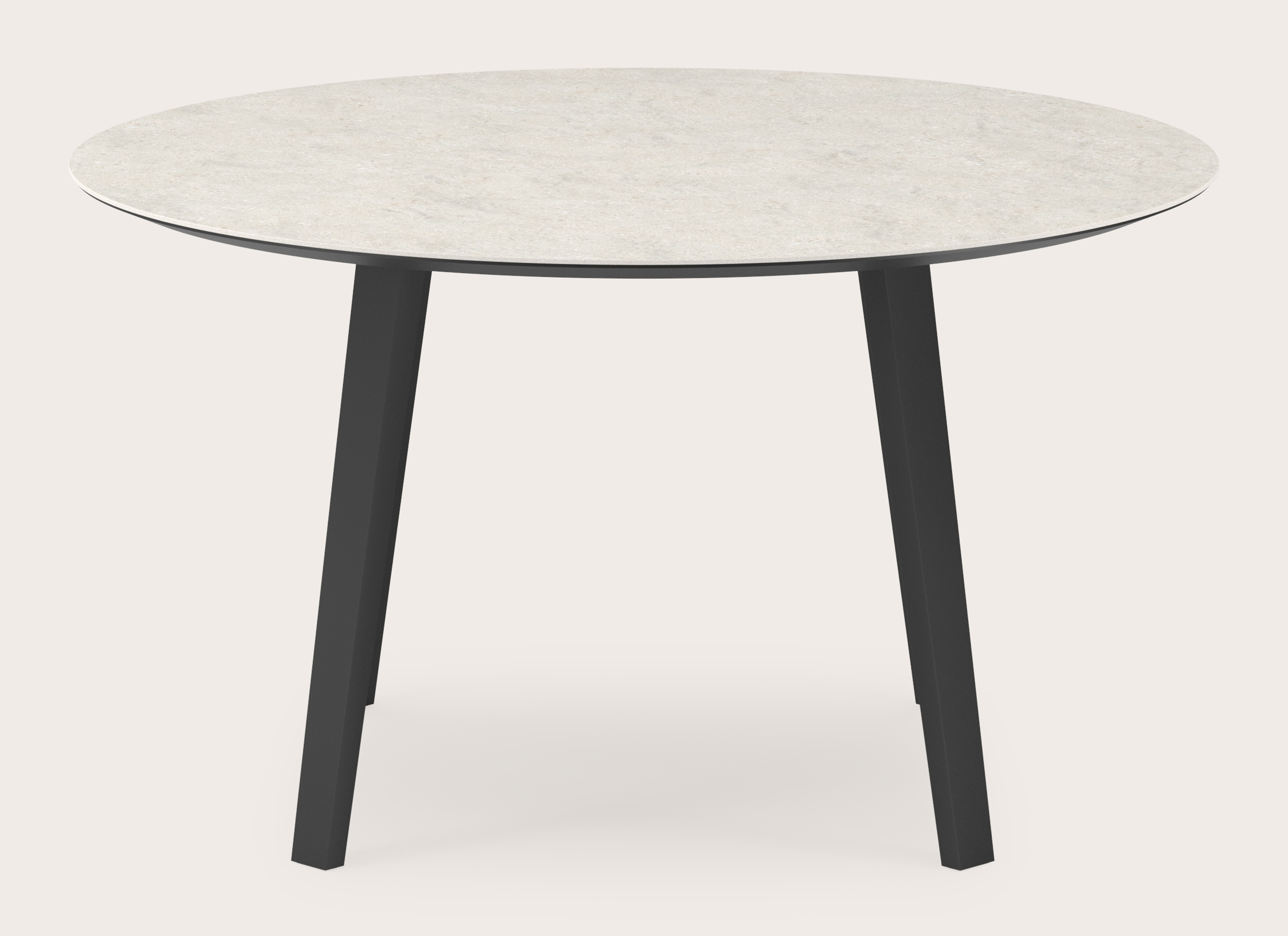 Eettafel Clino onderstel in zwart metaal met rond volkeramisch Ceramo blad in kleur Shilin Ø140 x 77 cm
