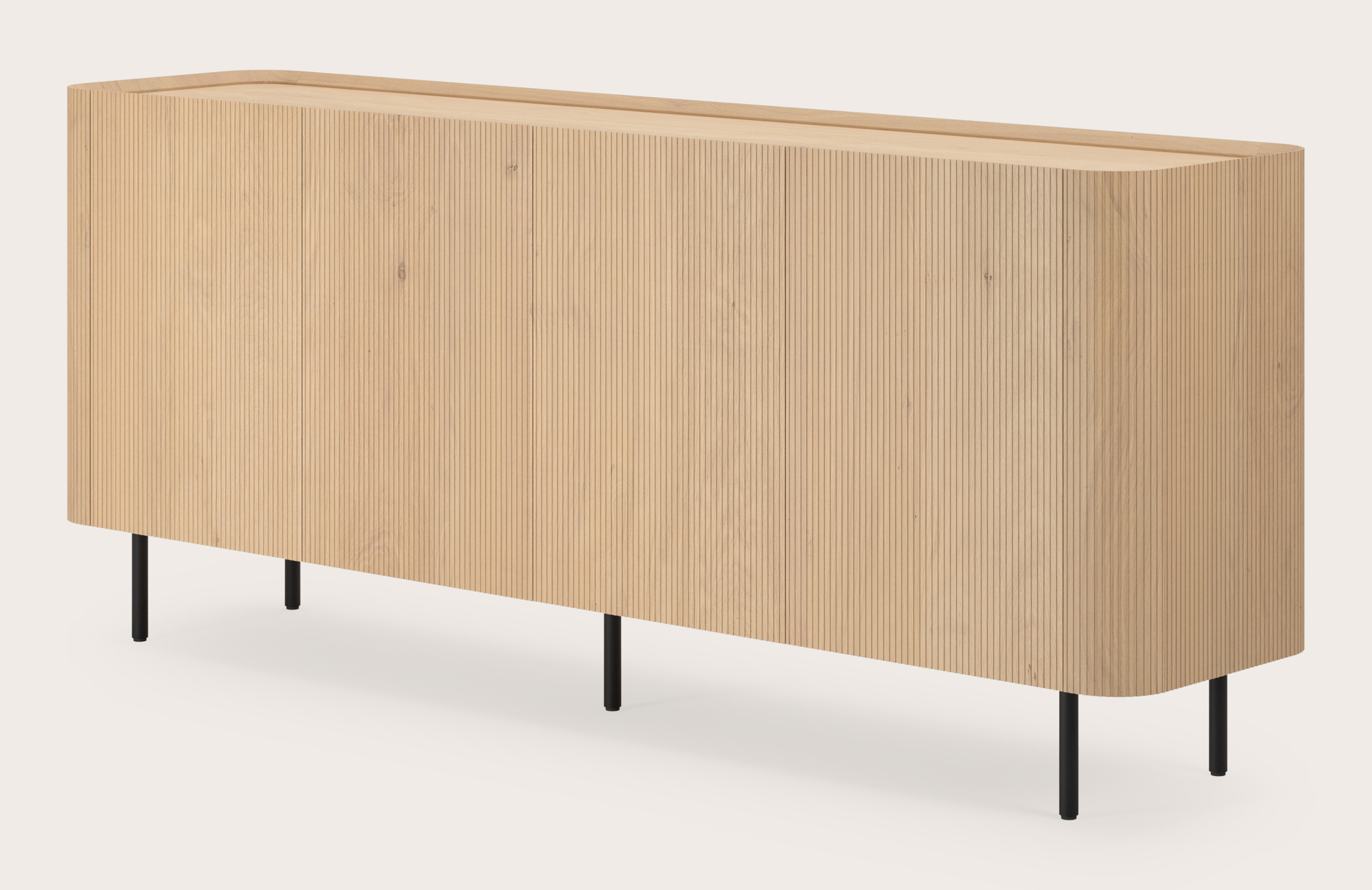Grivato dressoir in natuurkleurige eik met ronde poten 203 x 45 cm