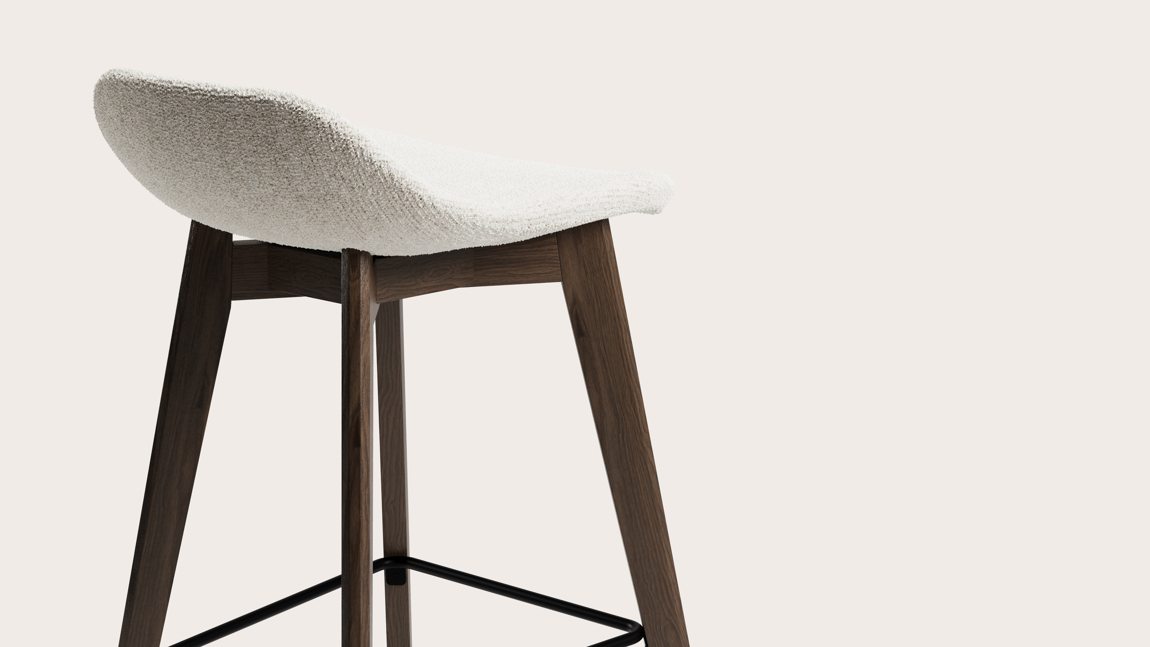 Vasco tabouret de bar haute chêne fumé avec assise en Poco tissu Beige