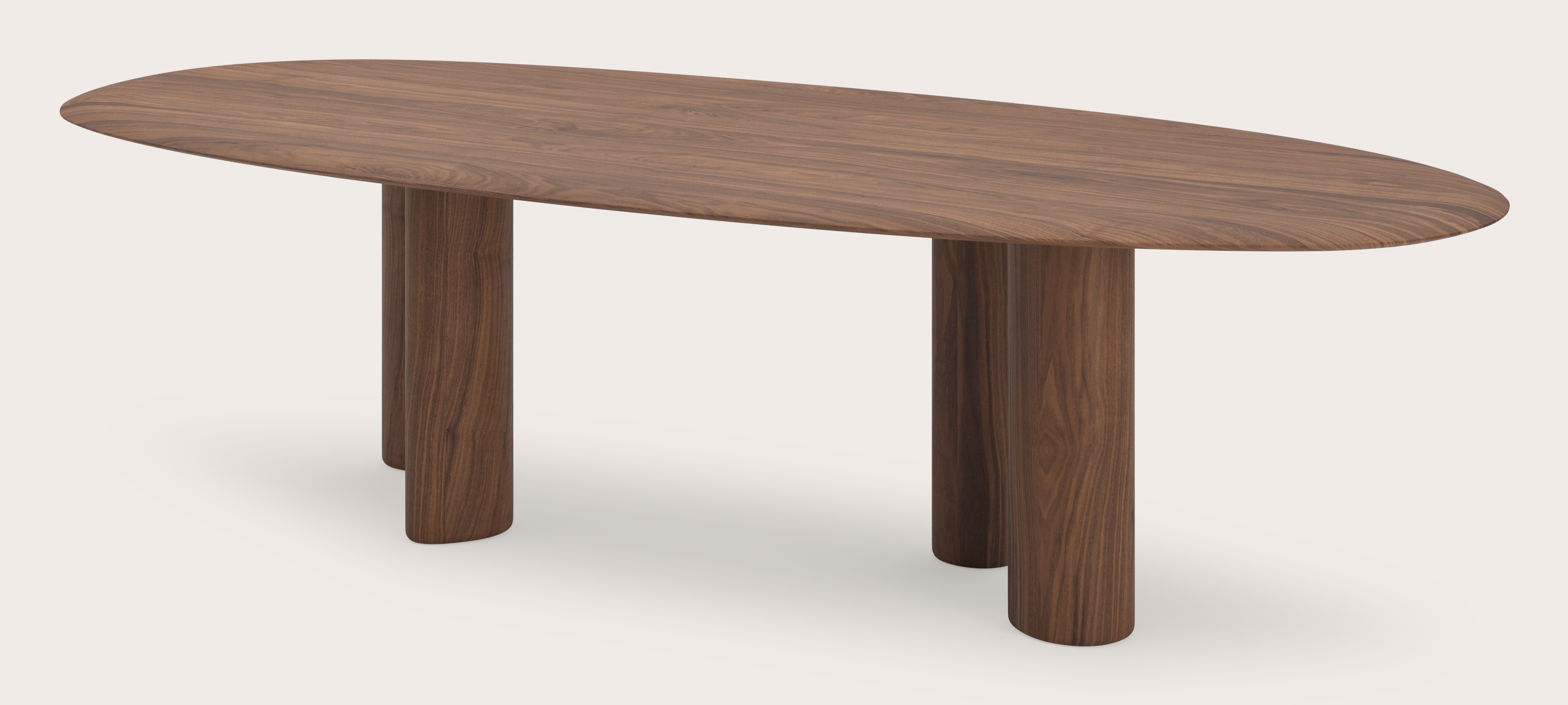 Table à manger Volanto armature en noyer avec plateau ovale organique Volanto en noyer 300x135 cm