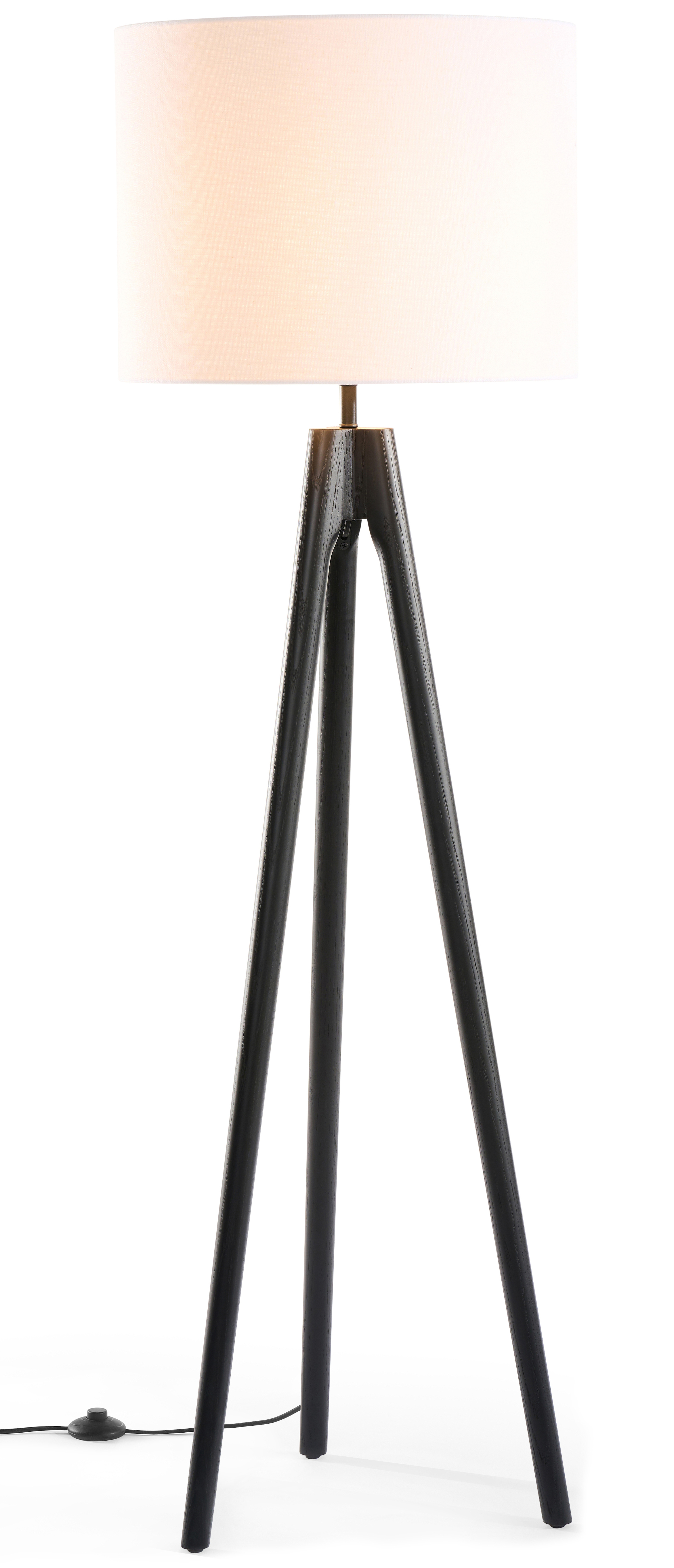 Staande lamp Trepunto in zwarte eik met Giro lampenkap in Livigno stof in kleur Egg White