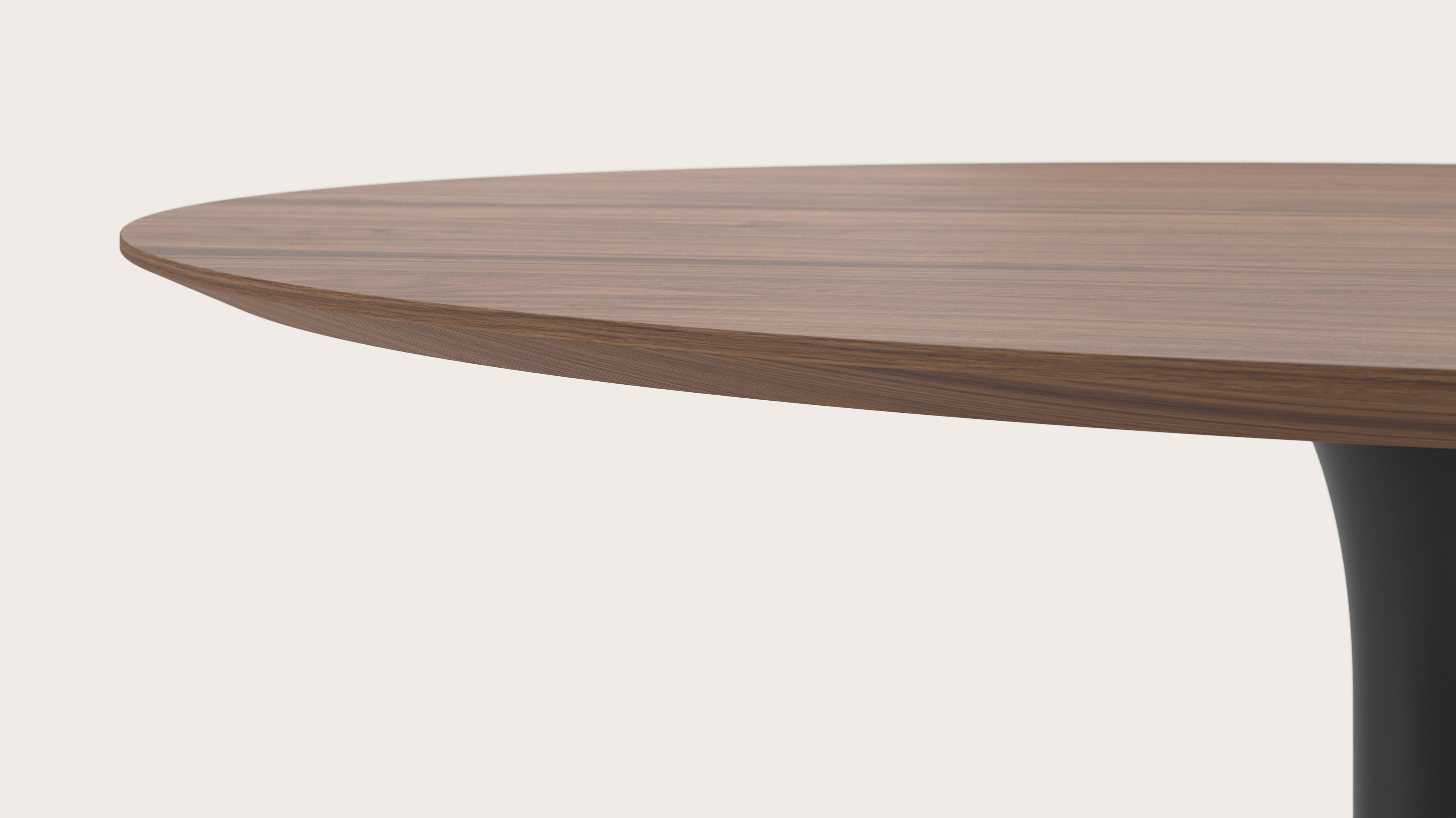 Eettafel Tulipo onderstel in zwart metaal met rond Finesso blad in walnoot Ø150 x 76.80 cm