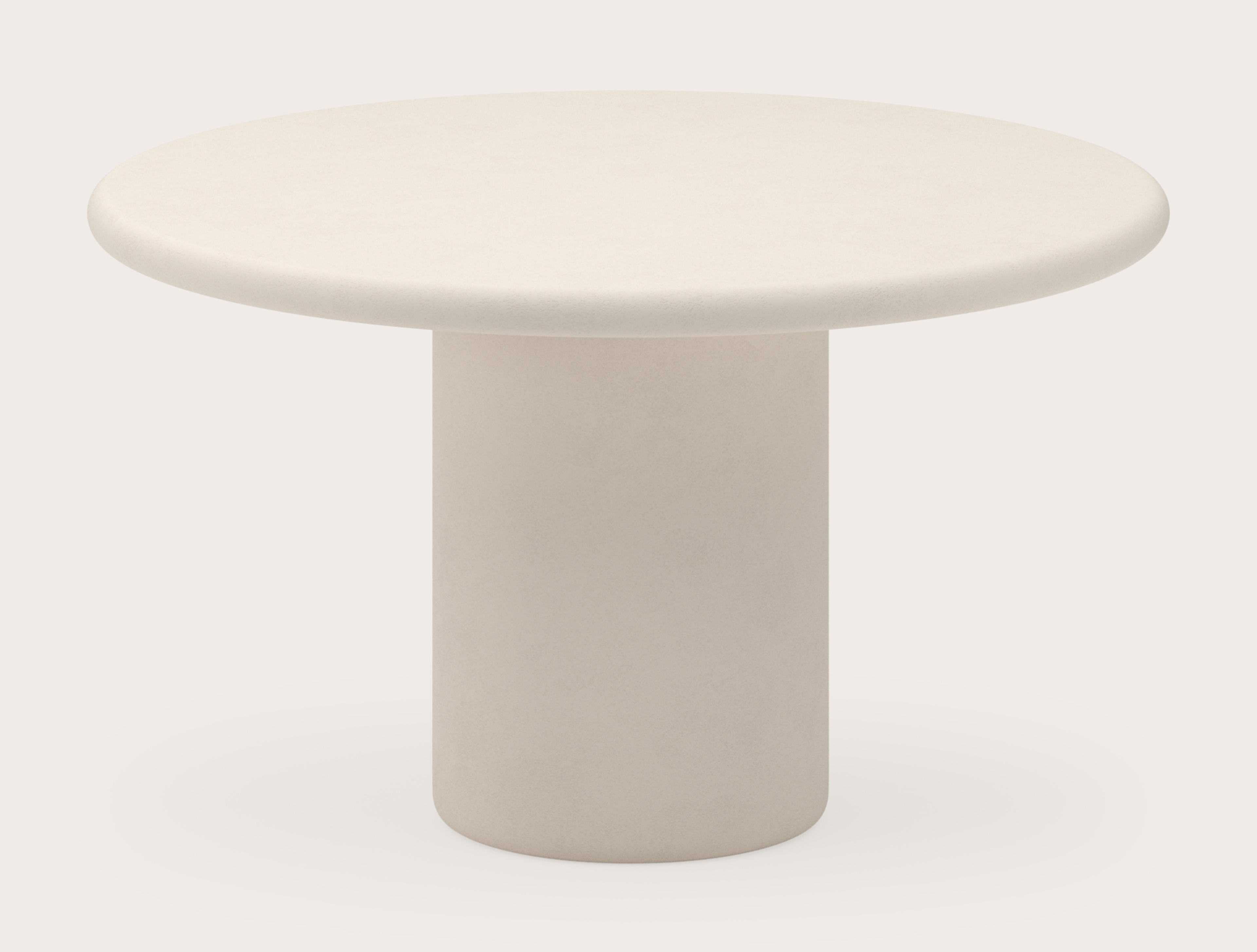 Table de salle à manger Artisano avec plateau Artisano rond en Claylime couleur Eggshell