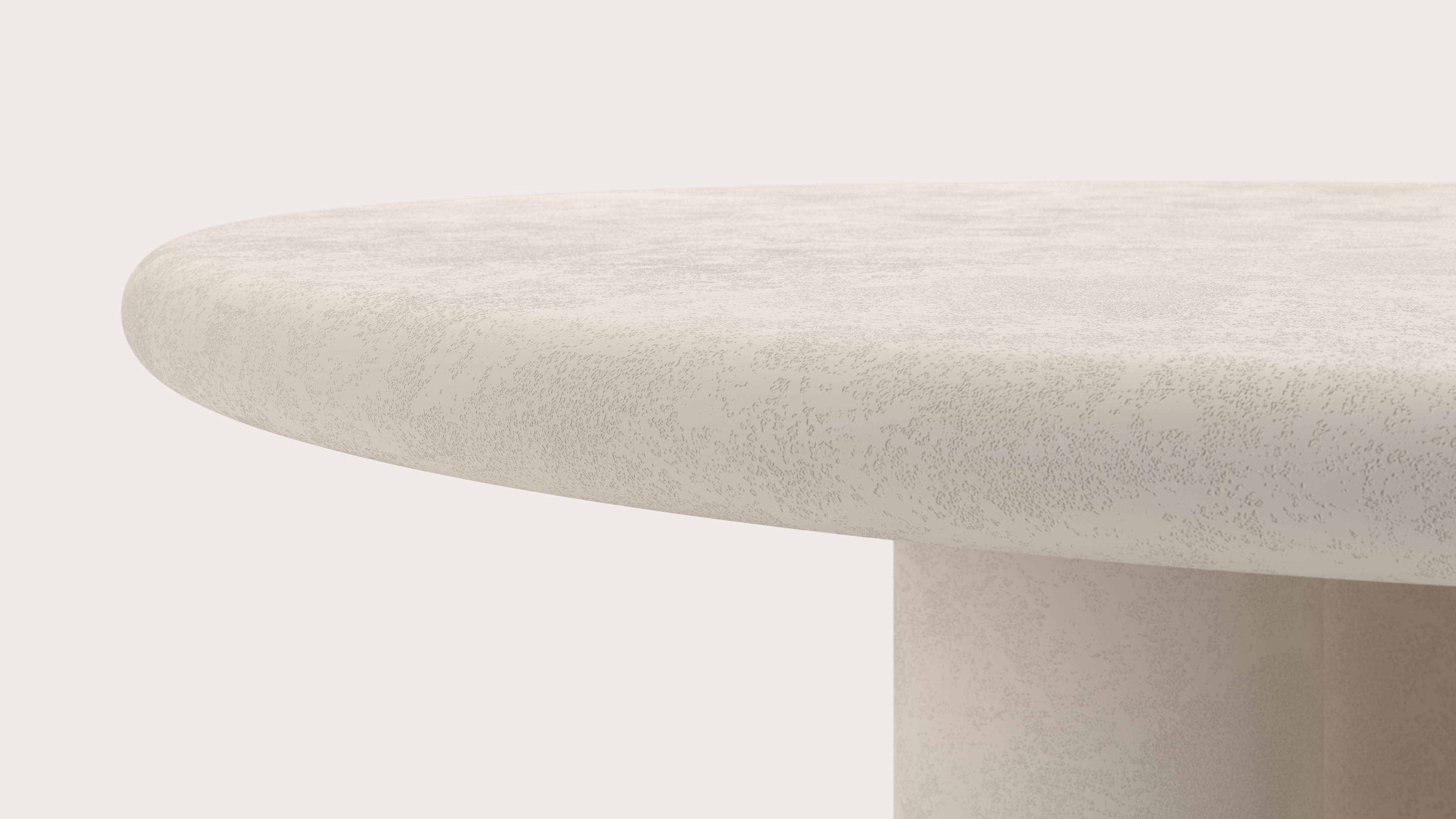 Table de salle à manger Artisano avec plateau Artisano rond en Claylime couleur Eggshell