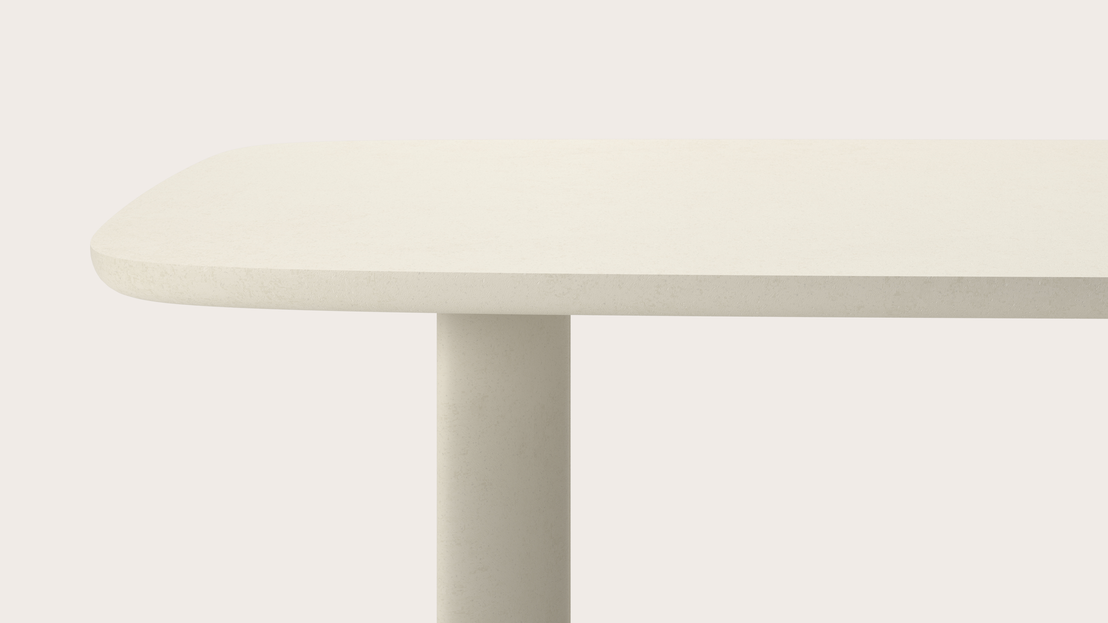 Eettafel Amato Ellipso onderstel met bootvormig Amato blad in Claylime in kleur Ecru 260 x 110 x 79 cm