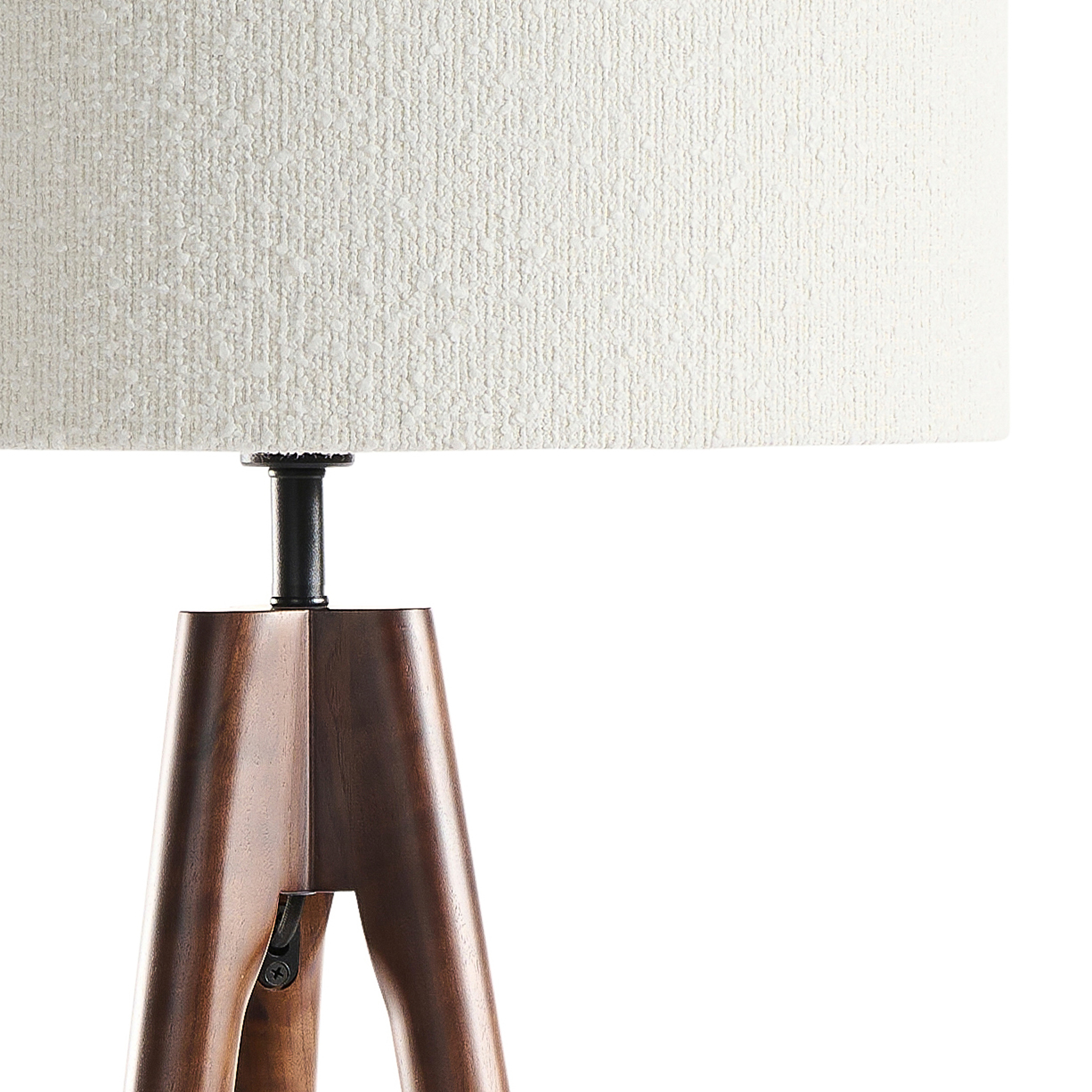 Staande lamp Trepunto in walnoot met Giro lampenkap in Bolero stof in kleur White