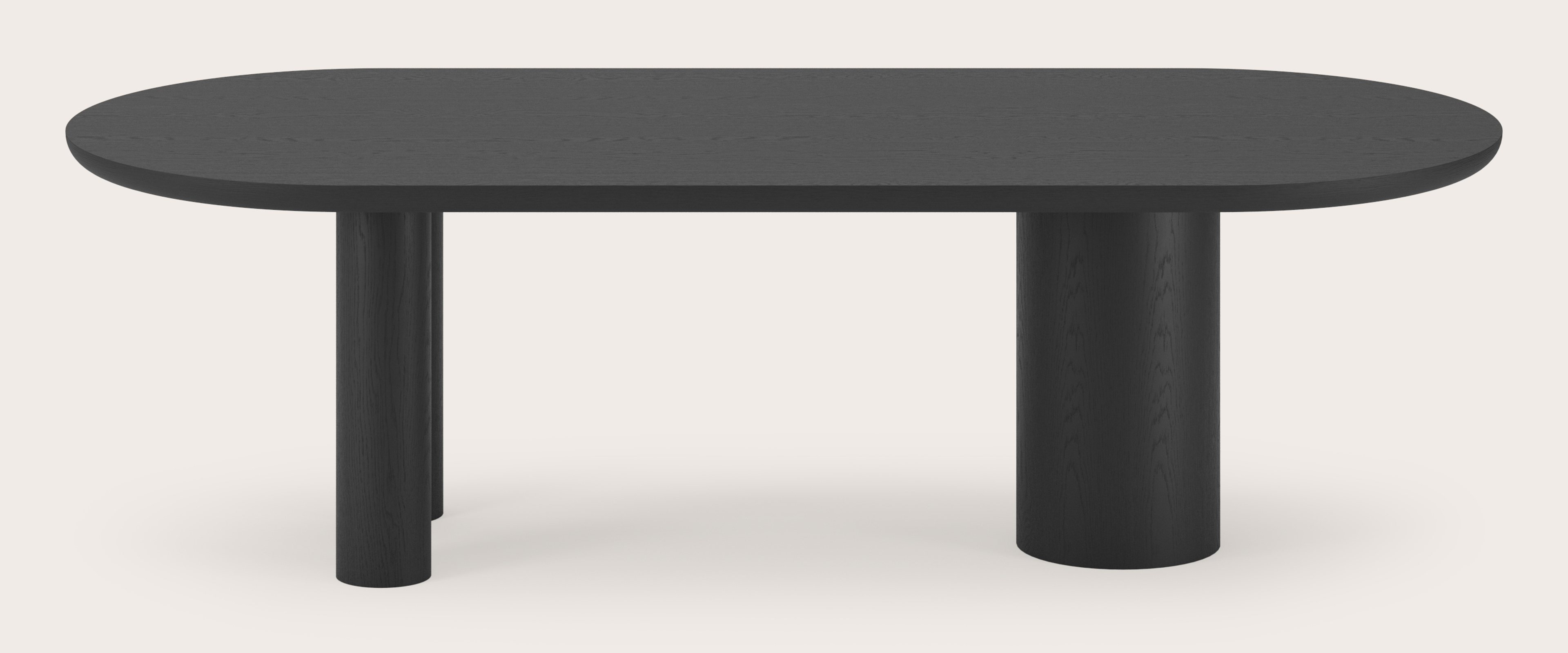 Table de salle à manger Amato Rondo armature avec plateau Amato en forme ovale plat  en chêne noir 260 x 110 x 79 cm