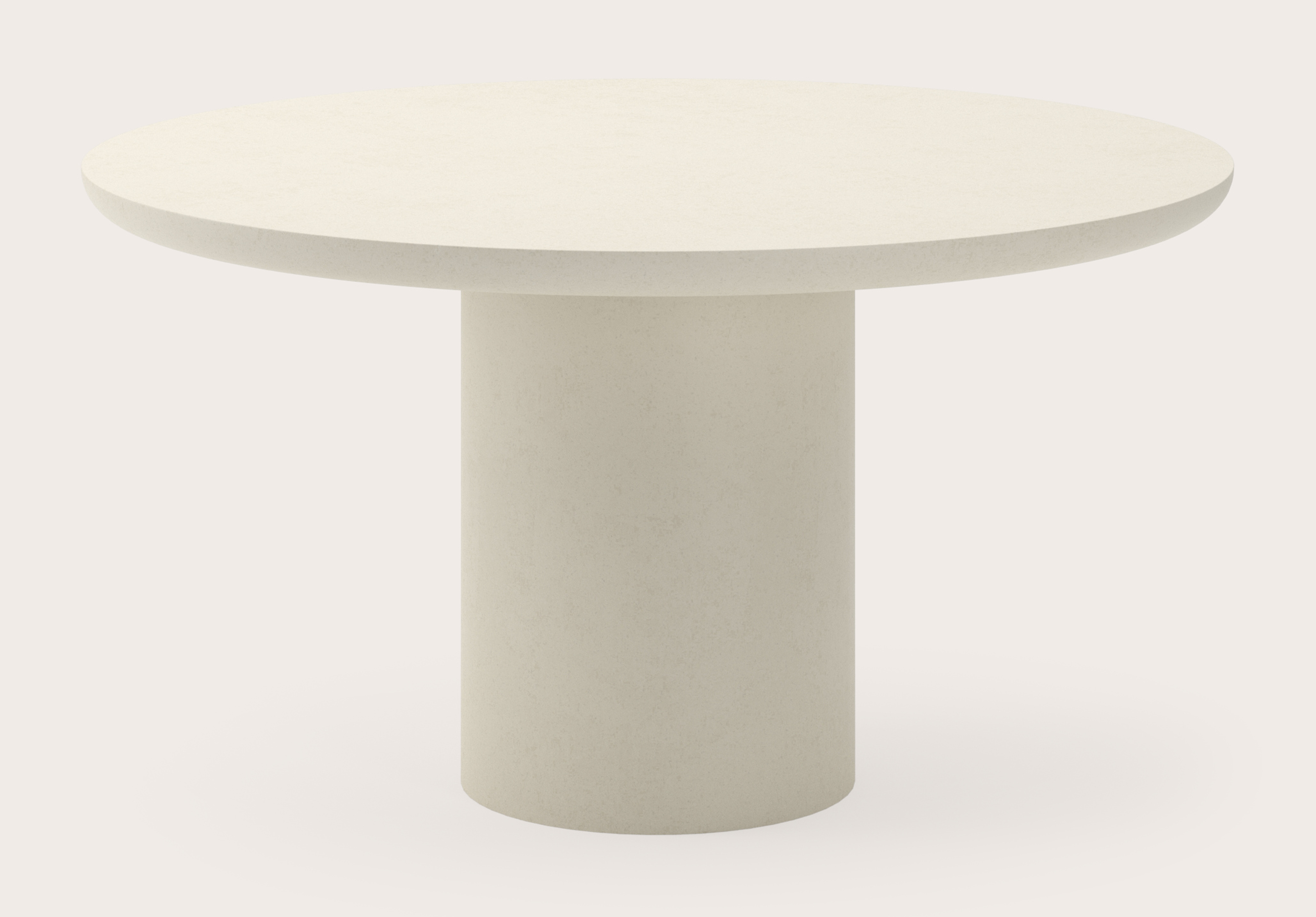 Eettafel Amato Rondo onderstel met rond  Amato blad in Claylime in kleur Ecru Ø140 x 76 cm