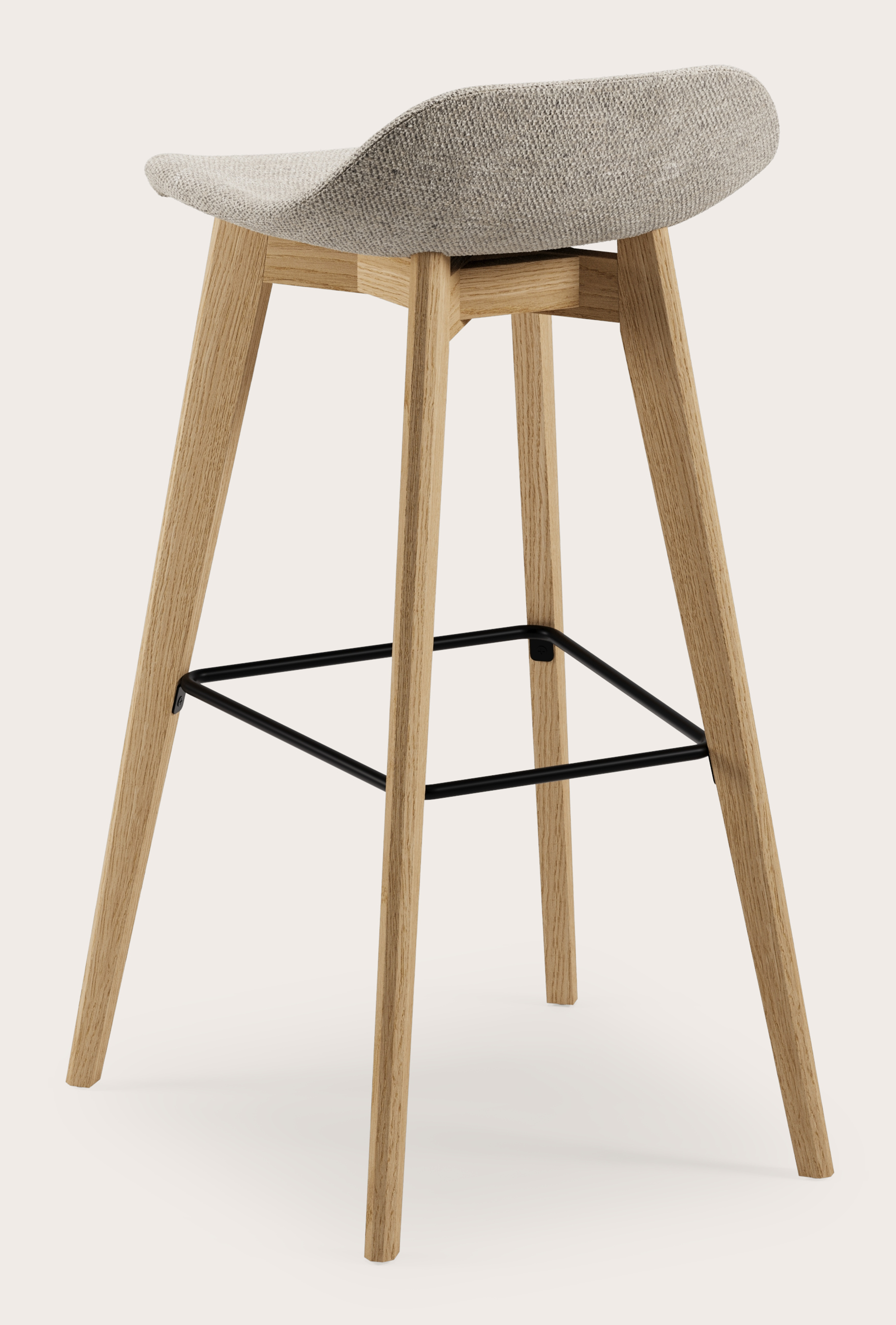 Vasco tabouret de bar haute chêne couleur naturelle avec assise en Molto tissu Taupe