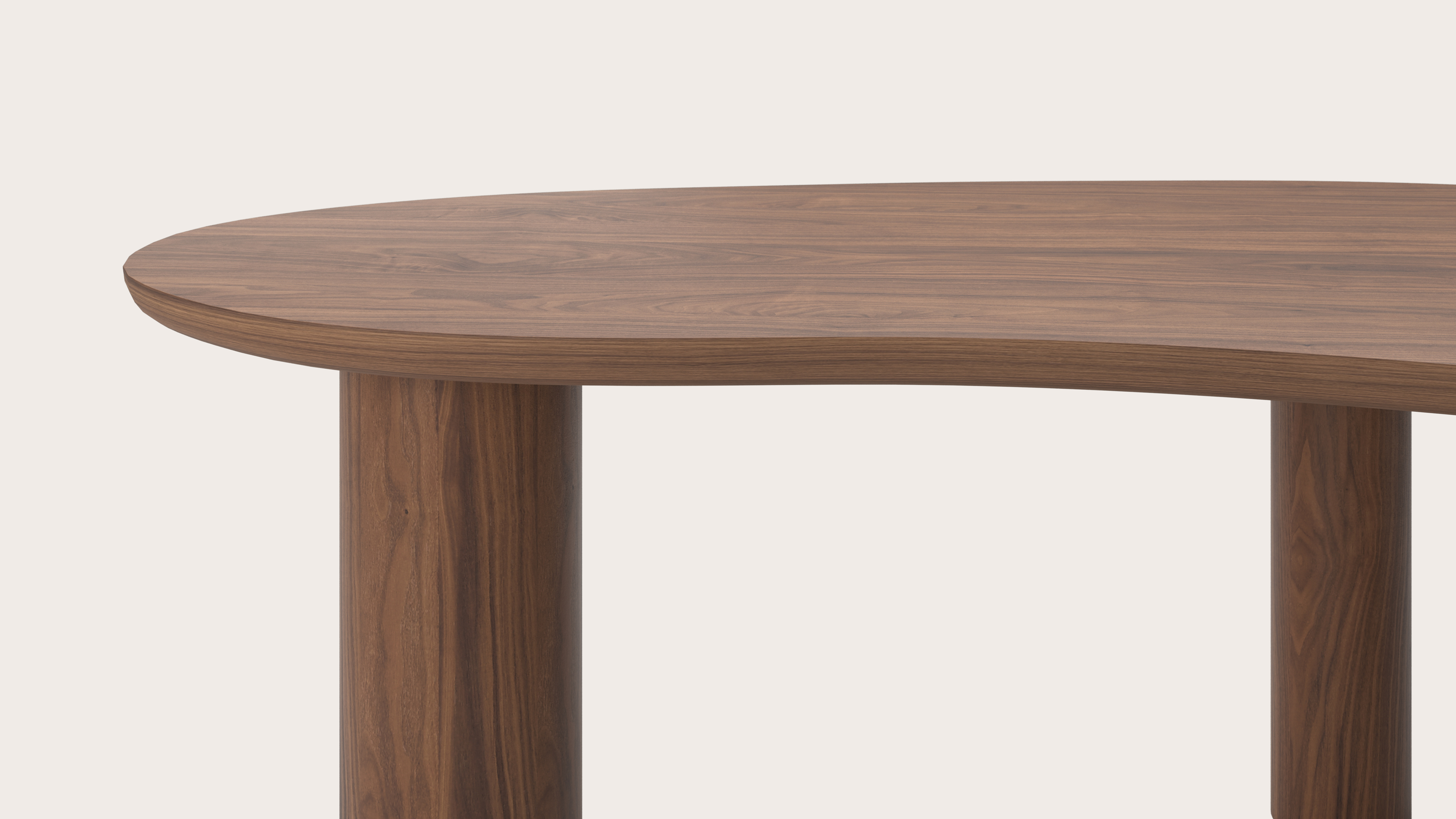 Table de salle à manger Amato Rondo armature avec plateau Amato en forme blob en noyer 220 x 112 x 76 cm