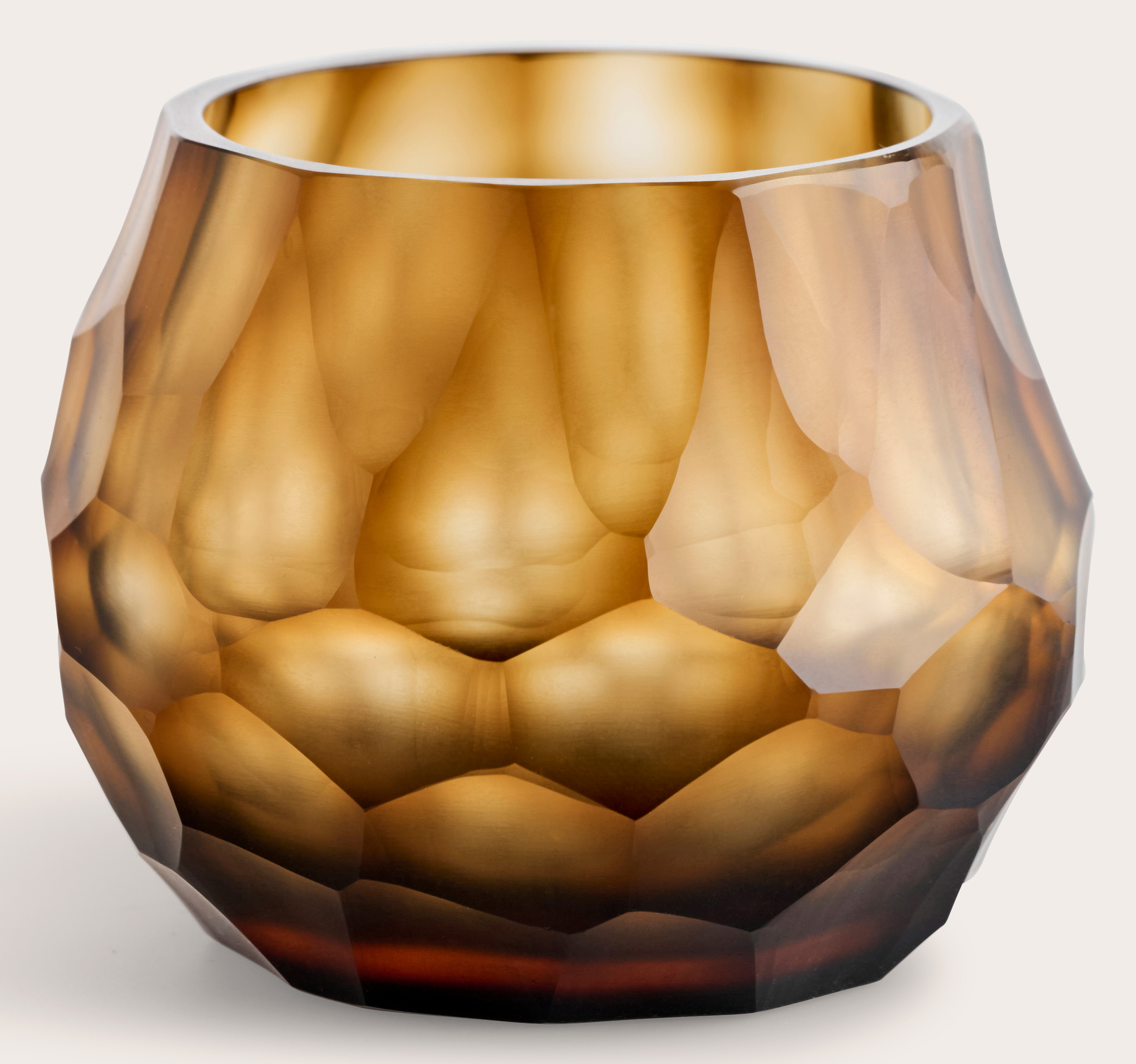 Lincoln theelicht glas Butter Brown Ø8xH7cm