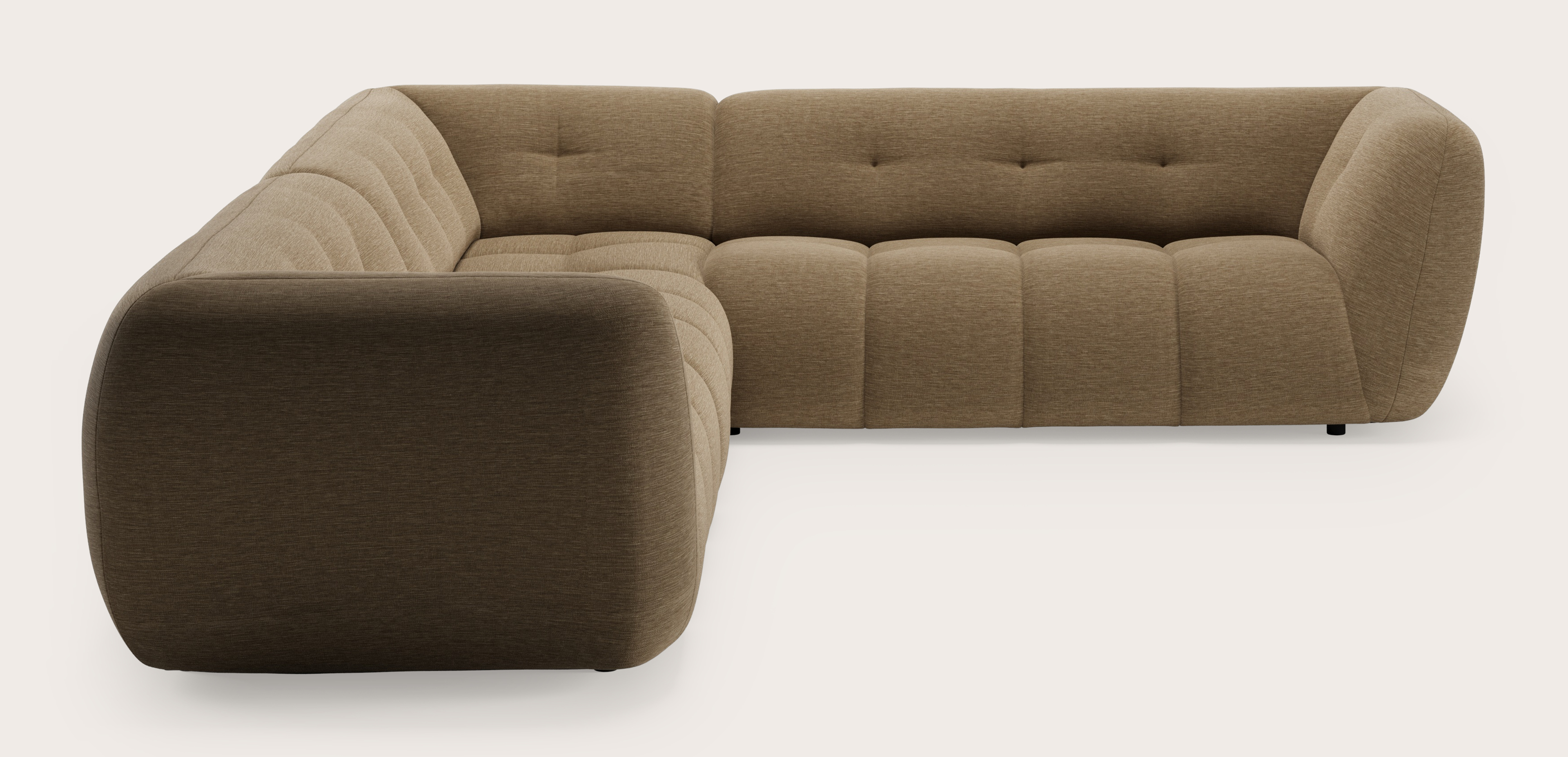 Chubbi canapé d'angle 5 places en Alina tissu Beige