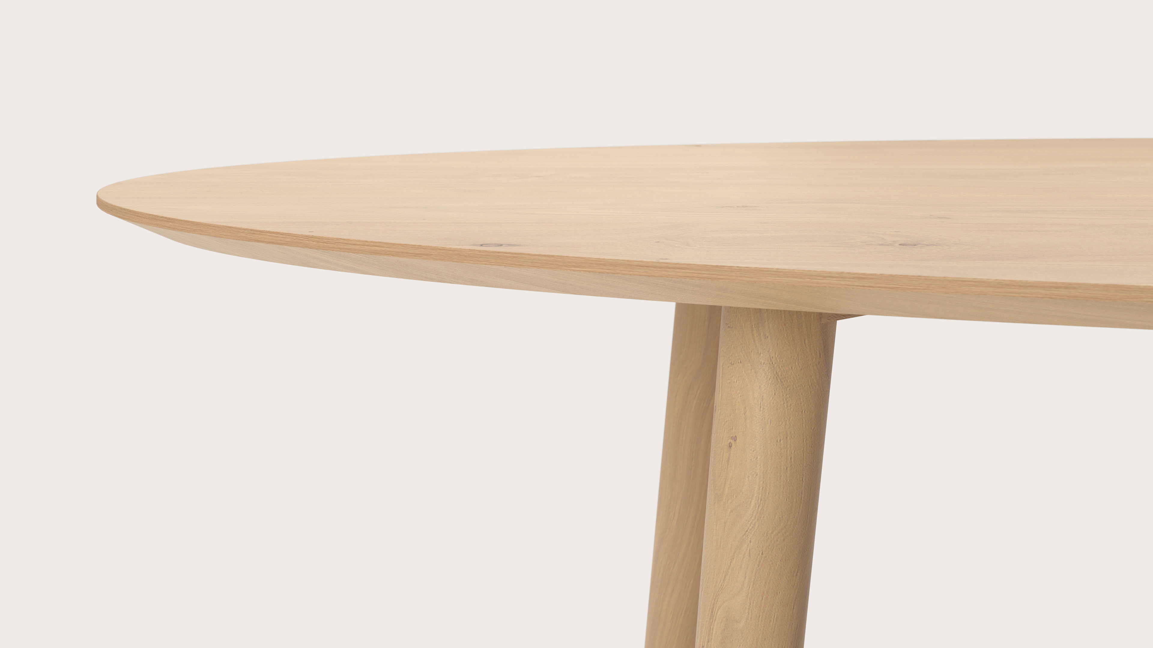 Table de salle à manger Conico armature en chêne couleur naturelle avec plateau Finesso en forme ovale en chêne couleur naturelle 260 x 130 x 77 cm