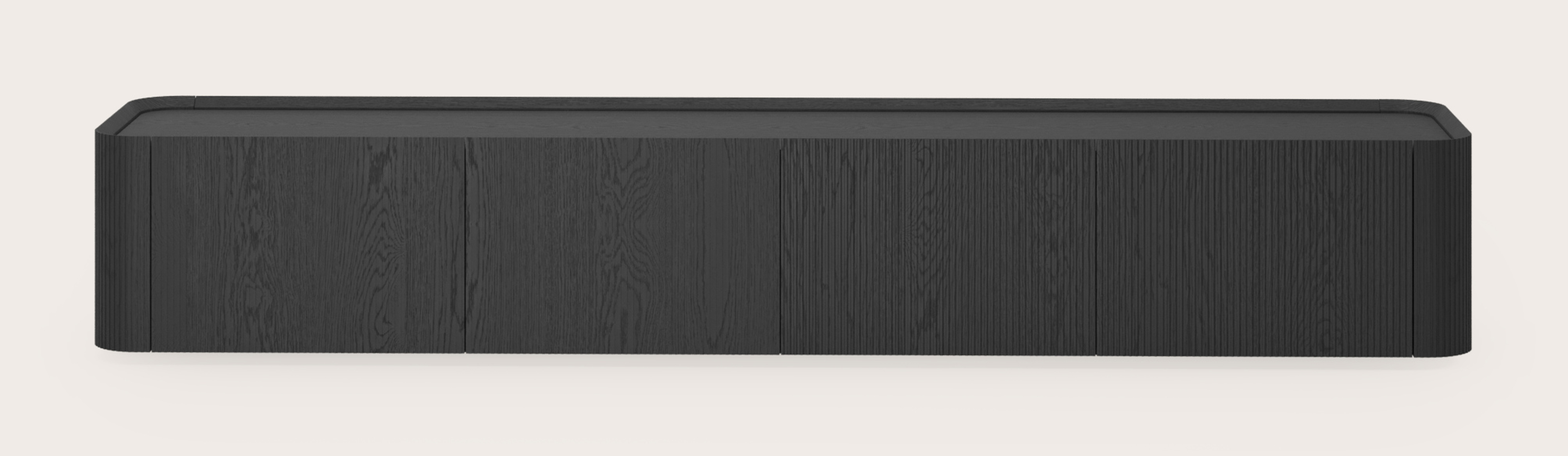 Meuble tv Grivato en chêne noir 219 x 45 cm