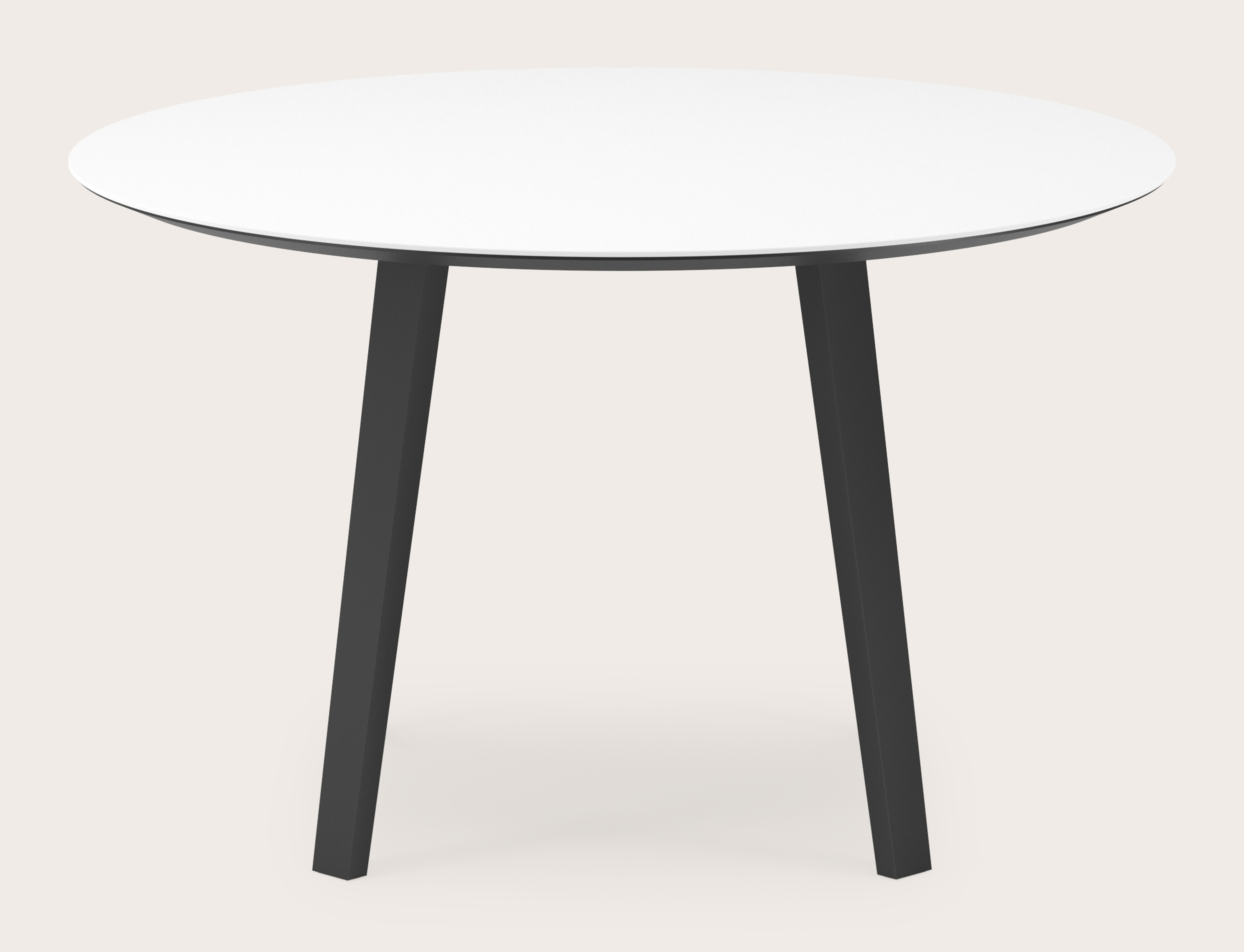 Eettafel Clino onderstel in zwart metaal met rond volkeramisch Ceramo blad in kleur Arctic White Ø130 x 77 cm