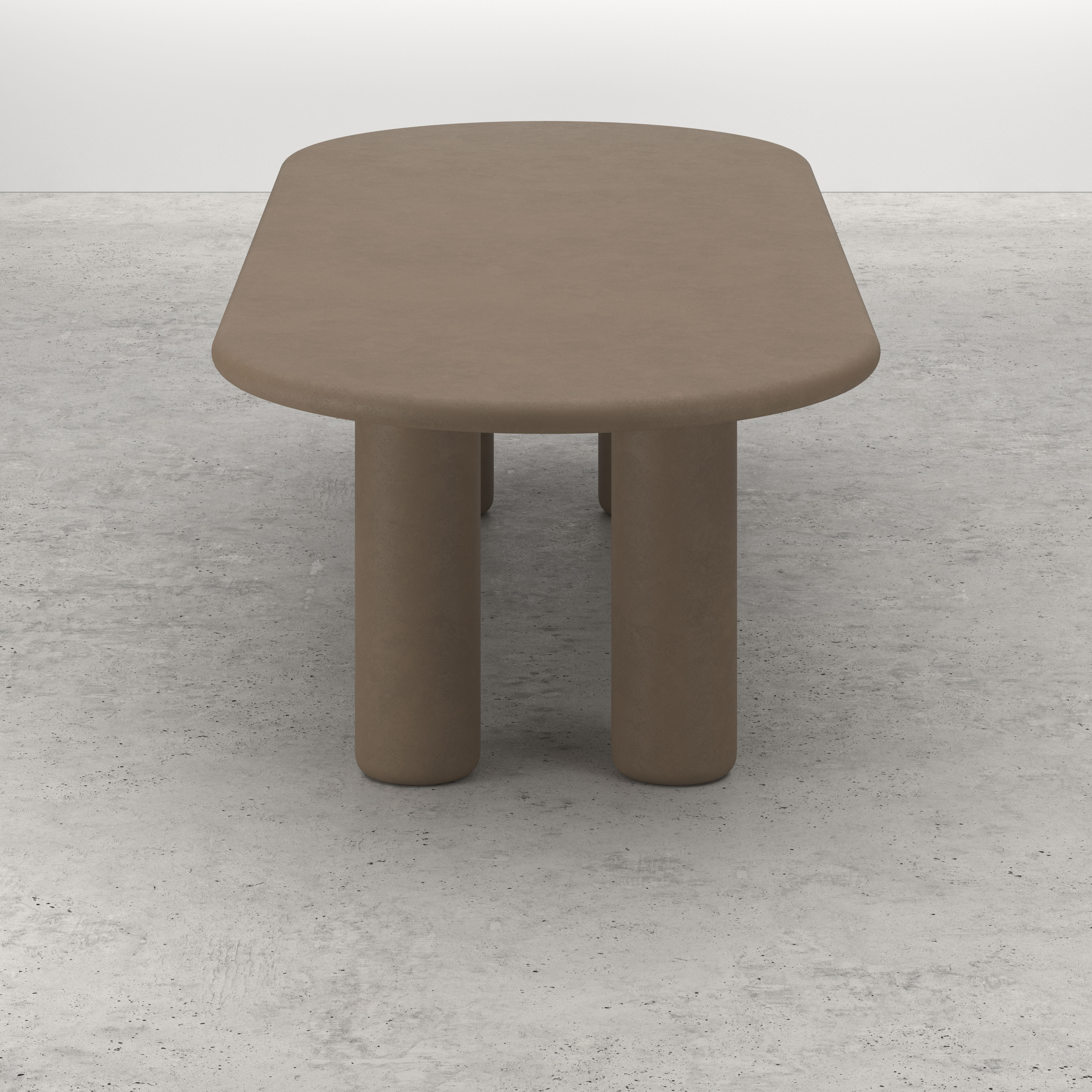 Eettafel Artisano met plat ovaal Artisano blad in Claylime kleur Desert
