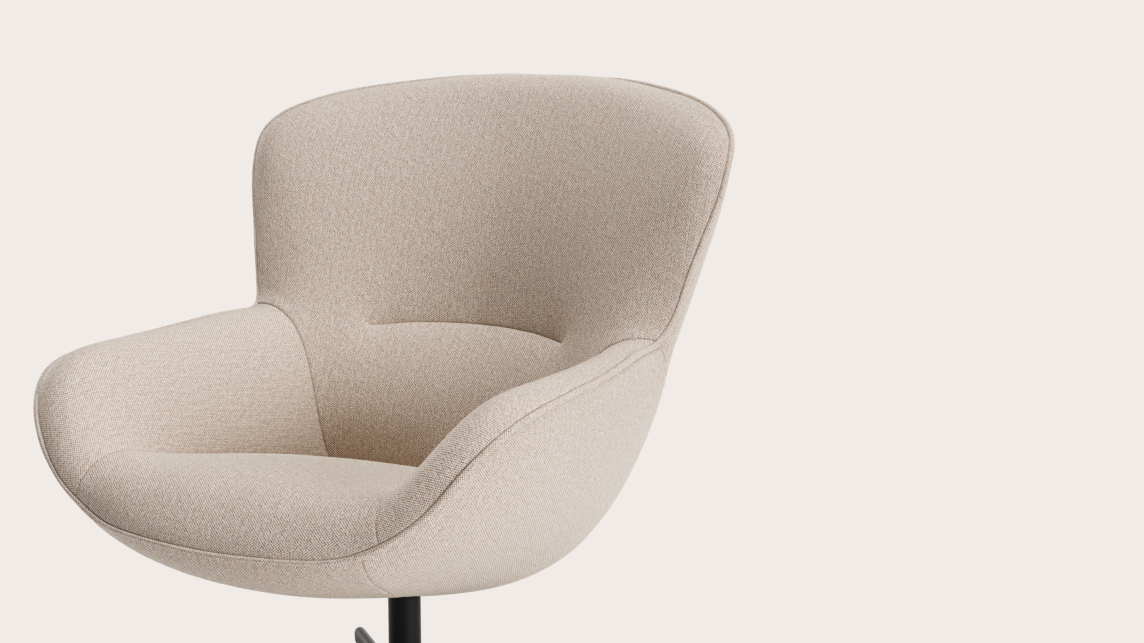 Fauteuil relax pivotant Sierra en Brio tissu Beige avec pied en métal noir