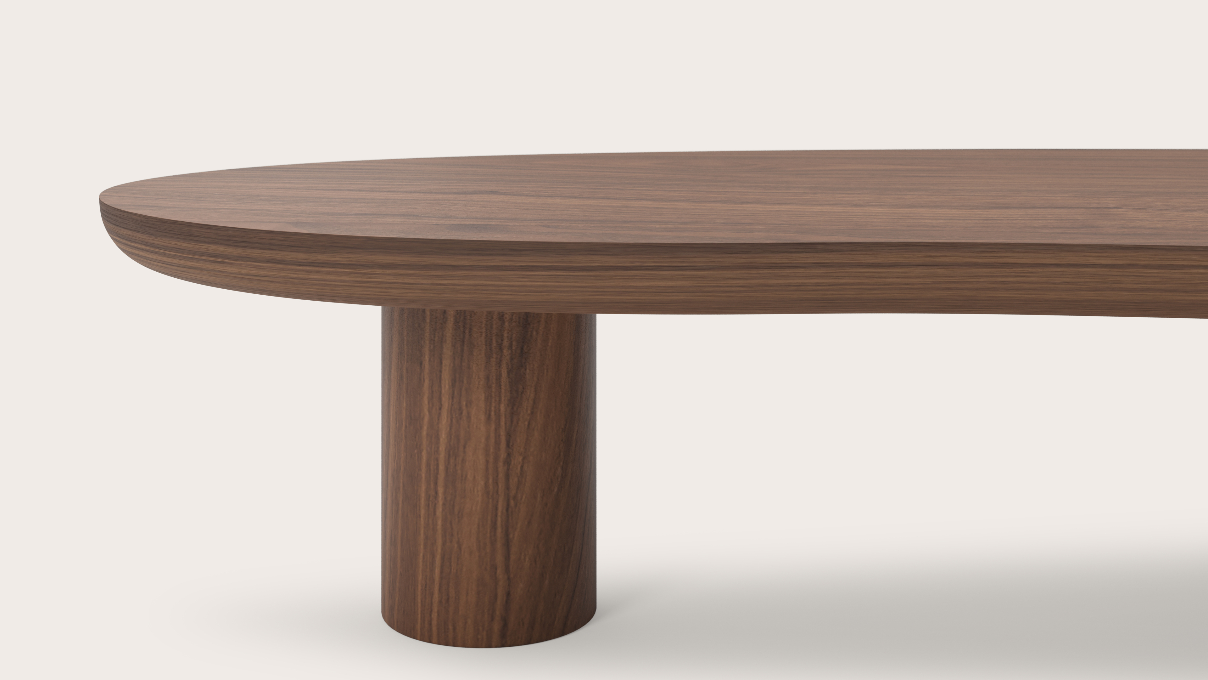 Salontafel Amato XSmall Rondo onderstel met blobvormig Amato blad in walnoot 113 x 56 x 24 cm