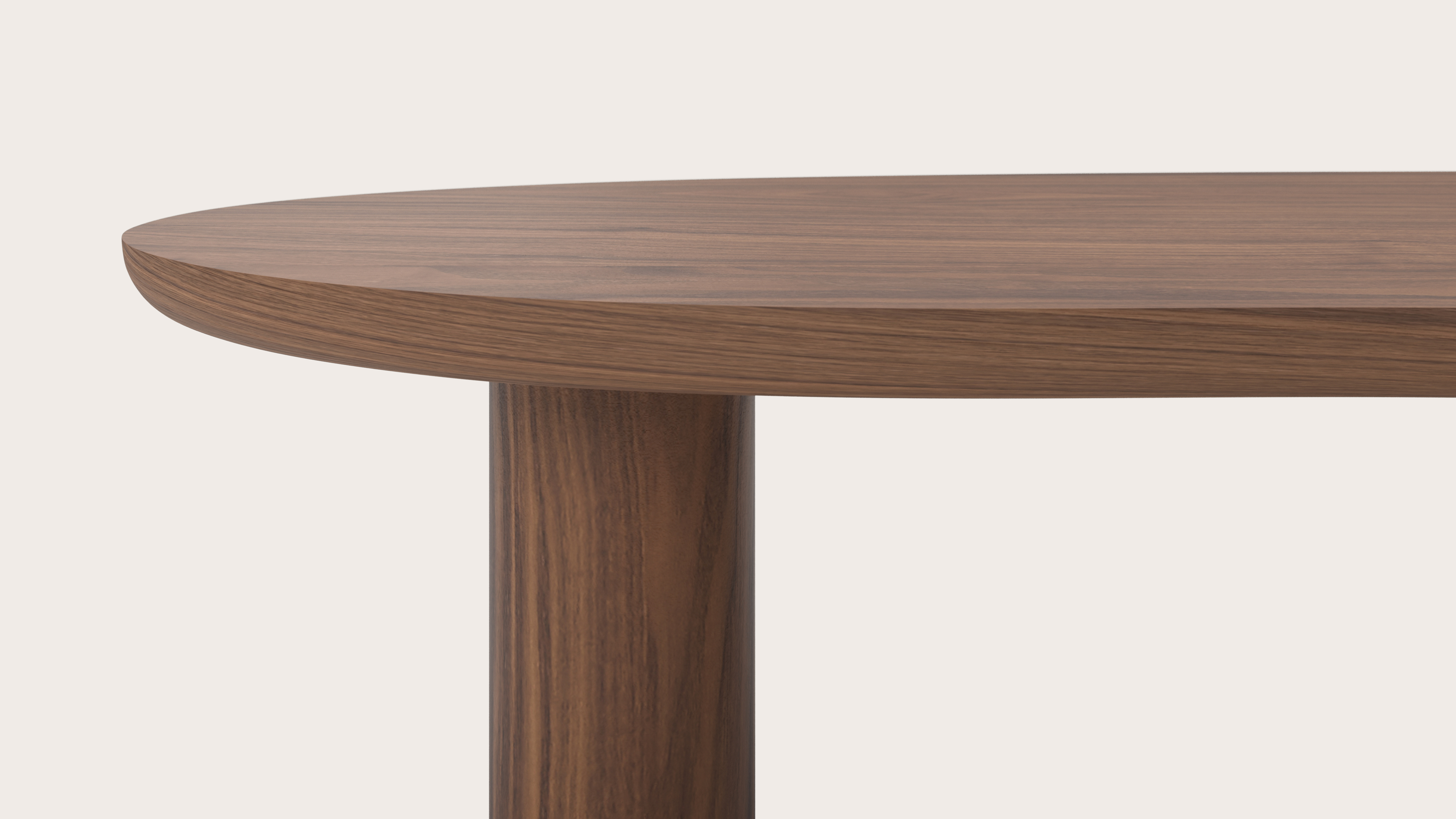 Salontafel Amato XSmall Rondo onderstel met blobvormig Amato blad in walnoot 135 x 68 x 29 cm