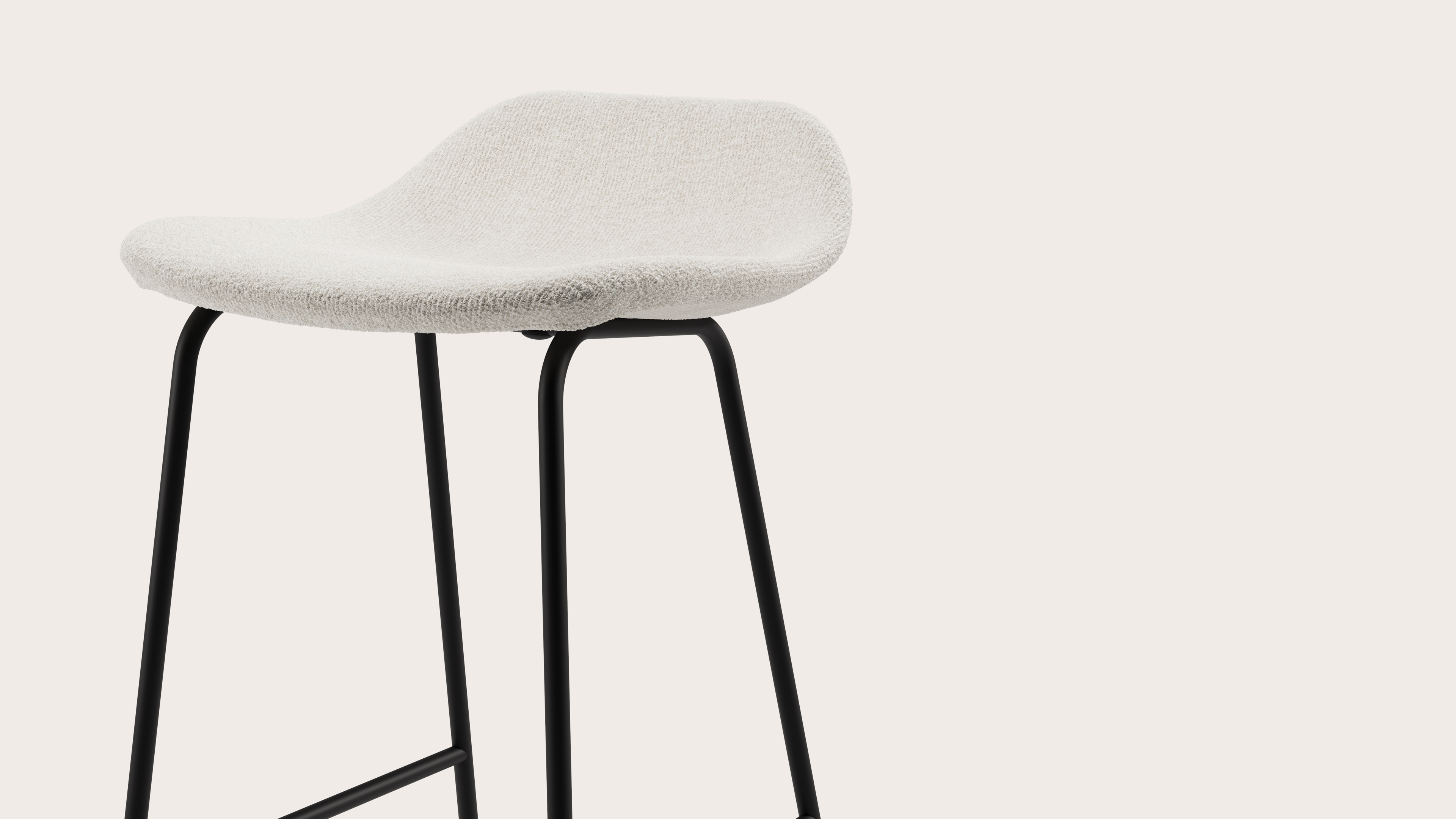 Vasco tabouret de bar haute métal noir avec assise en Nova tissu Pearl