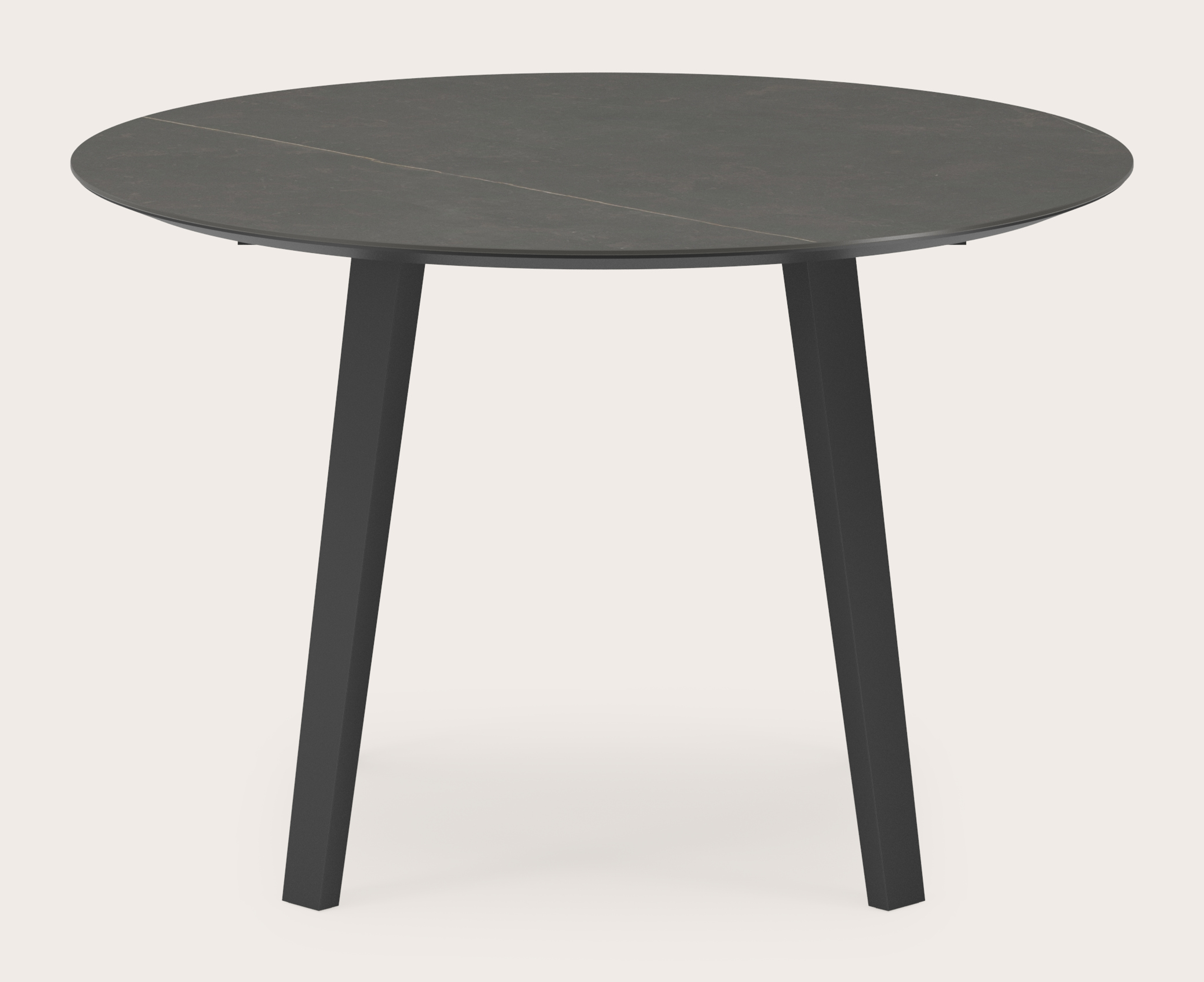 Eettafel Clino onderstel in zwart metaal met rond volkeramisch Ceramo blad in kleur Calatorao Ø120 x 77 cm