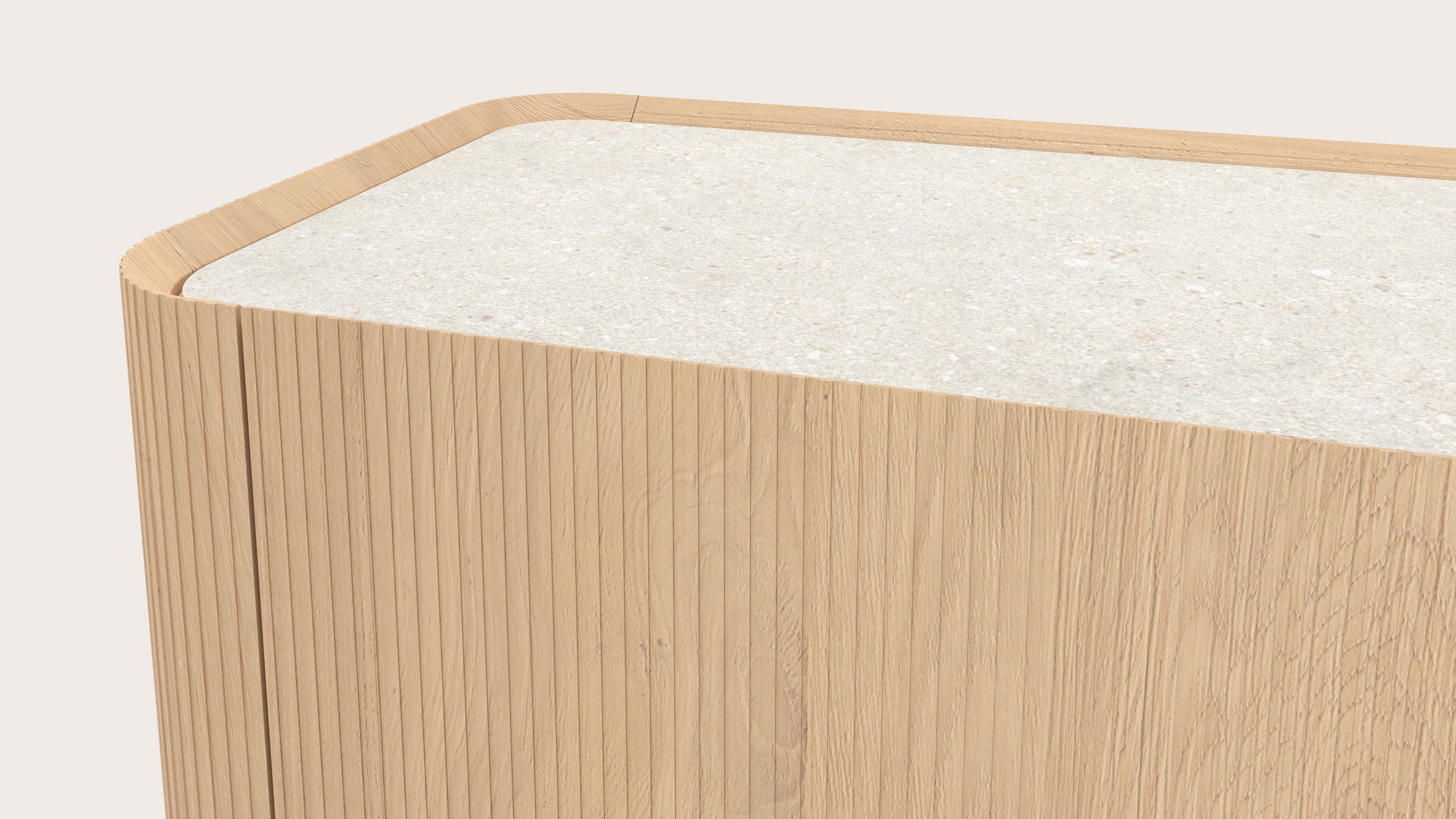 Meuble tv Grivato en chêne couleur naturelle avec plateau Ceramo en céramique en couleur Shilin 203 x 45 x 34 cm