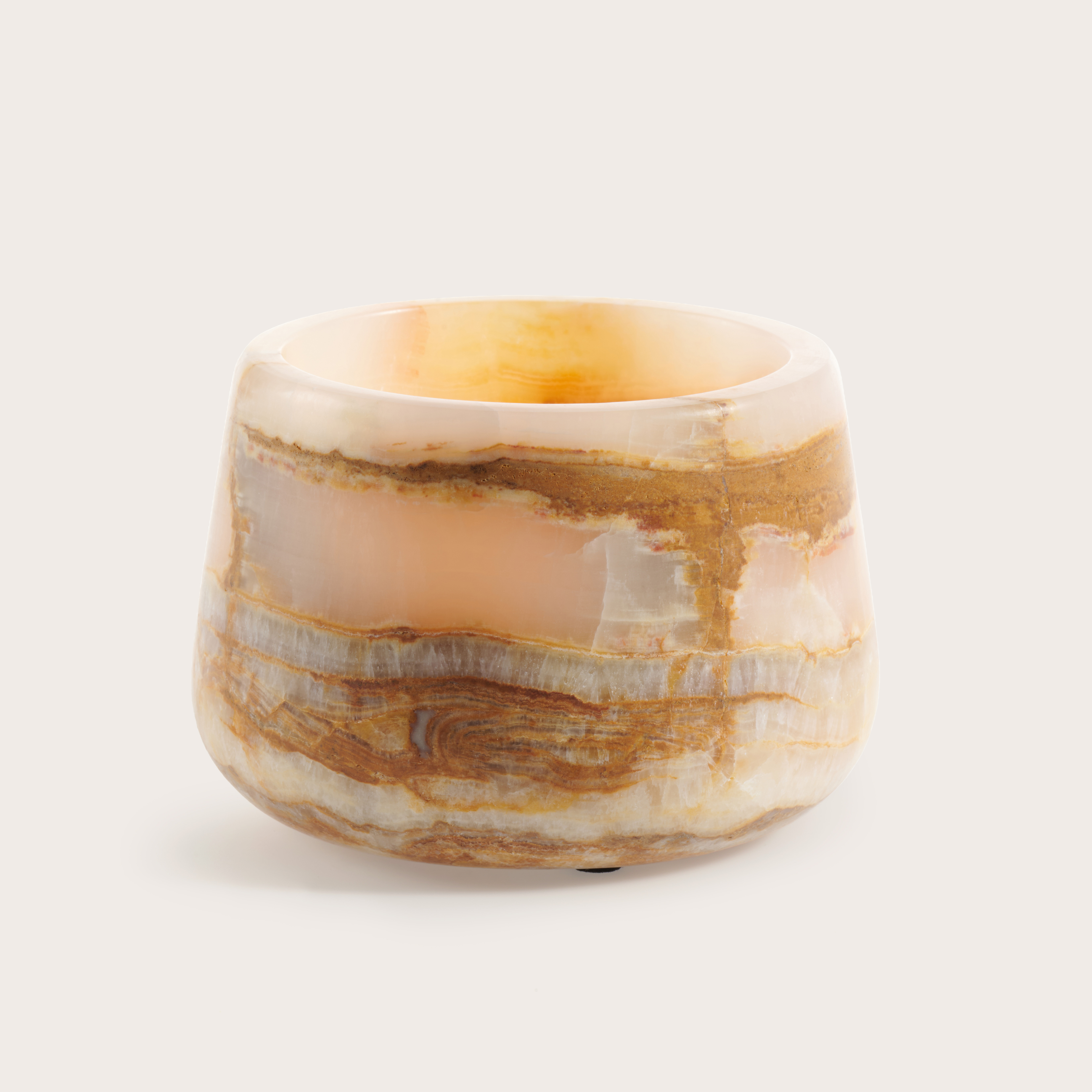 Bowery theelichthouder onyx Travertine Ø14xH9,5cm