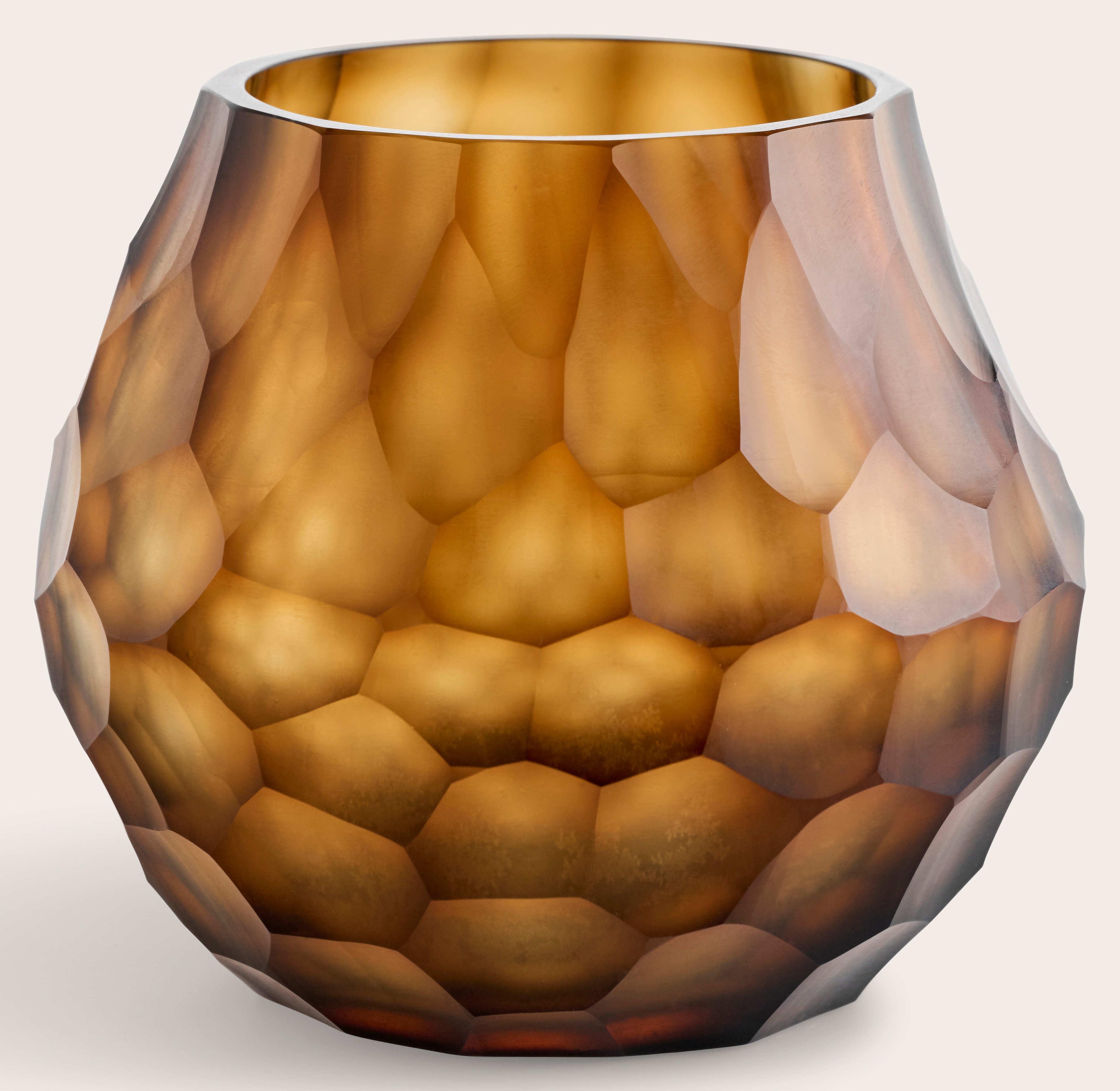 Lincoln theelicht glas Butter Brown Ø12xH10cm