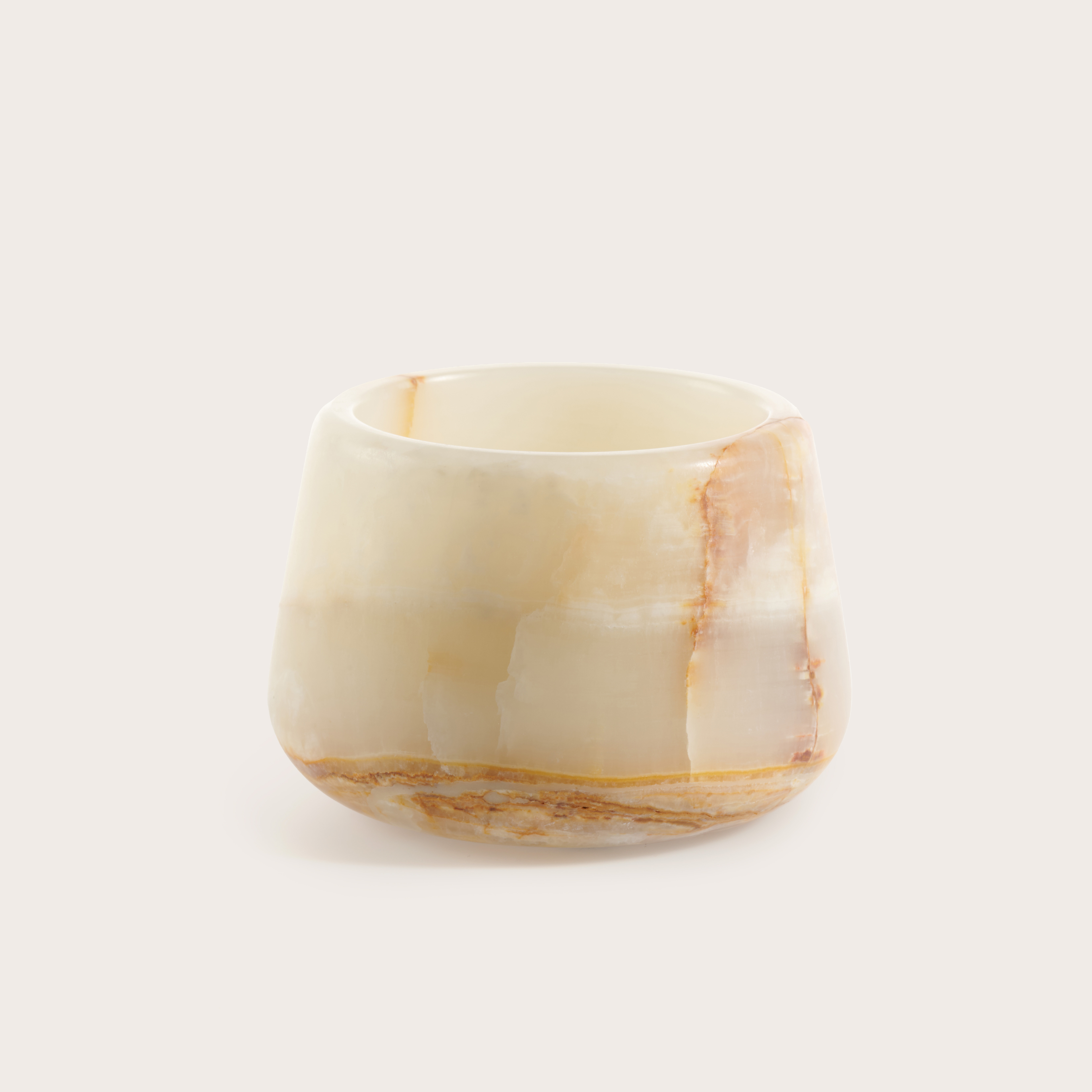 Bowery theelichthouder onyx Travertine Ø12xH8cm