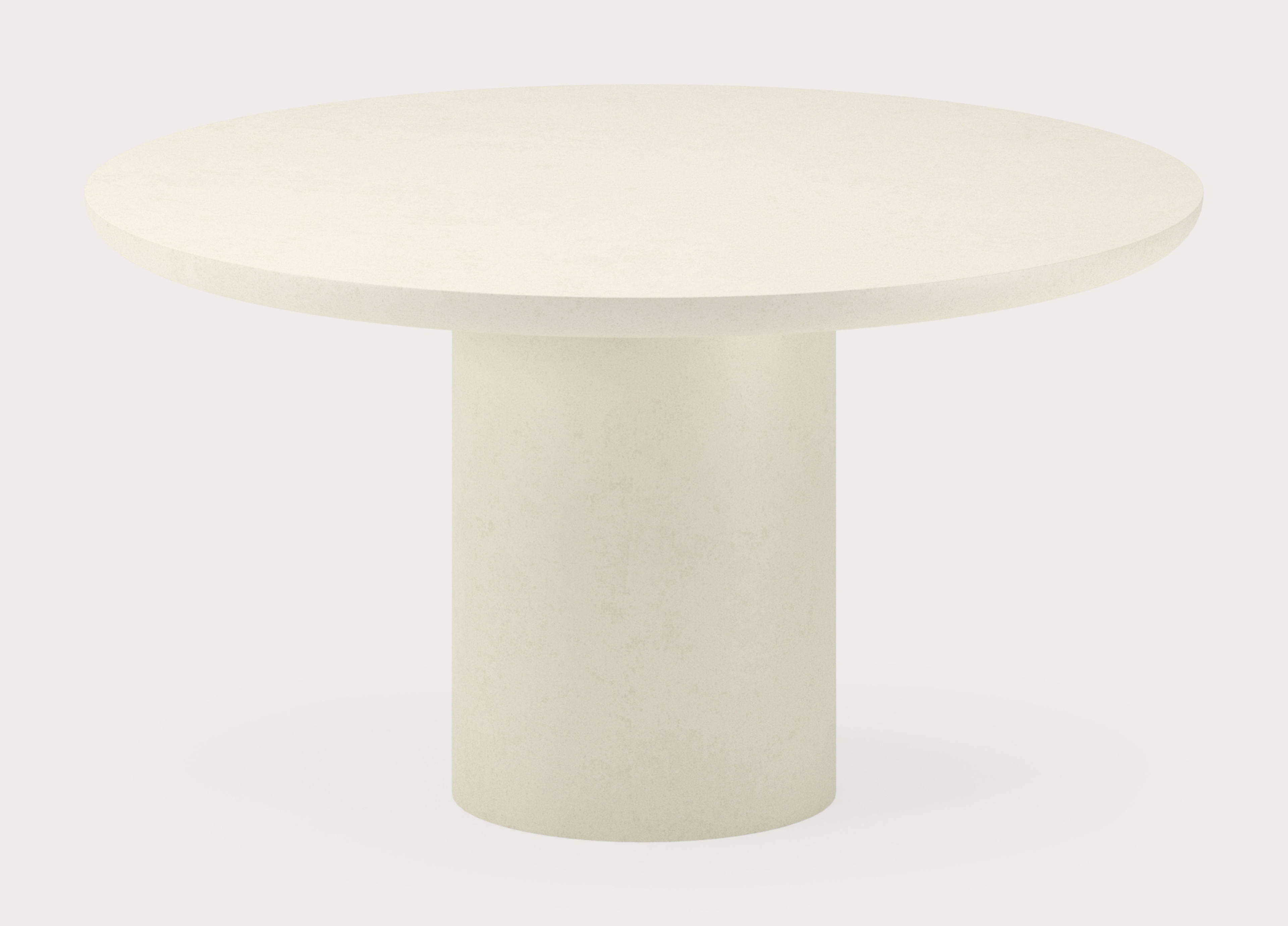 Eettafel Amato Rondo onderstel met rond  Amato blad in Claylime in kleur Ecru Ø140 x 76 cm