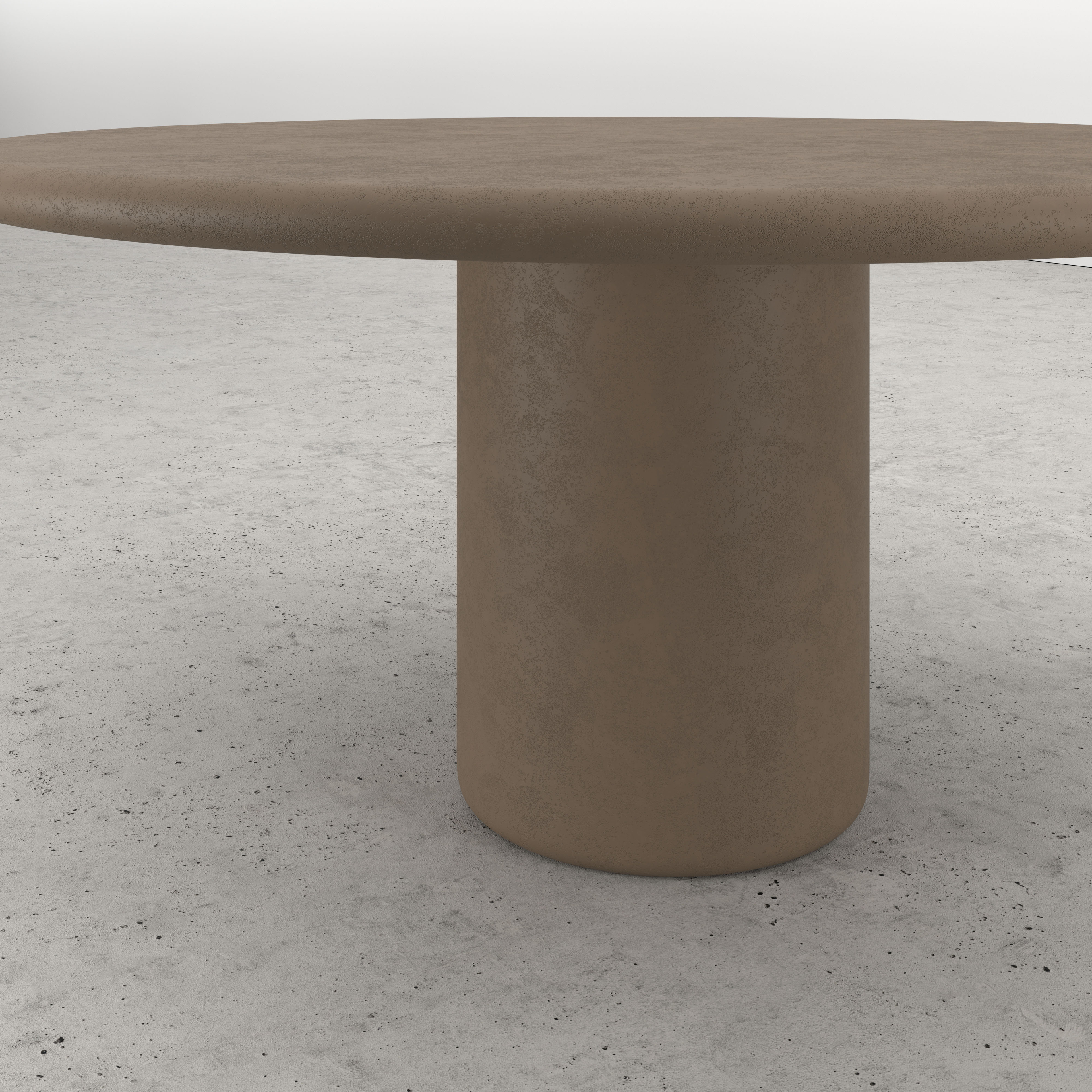 Eettafel Artisano met rond Artisano blad in Claylime kleur Desert