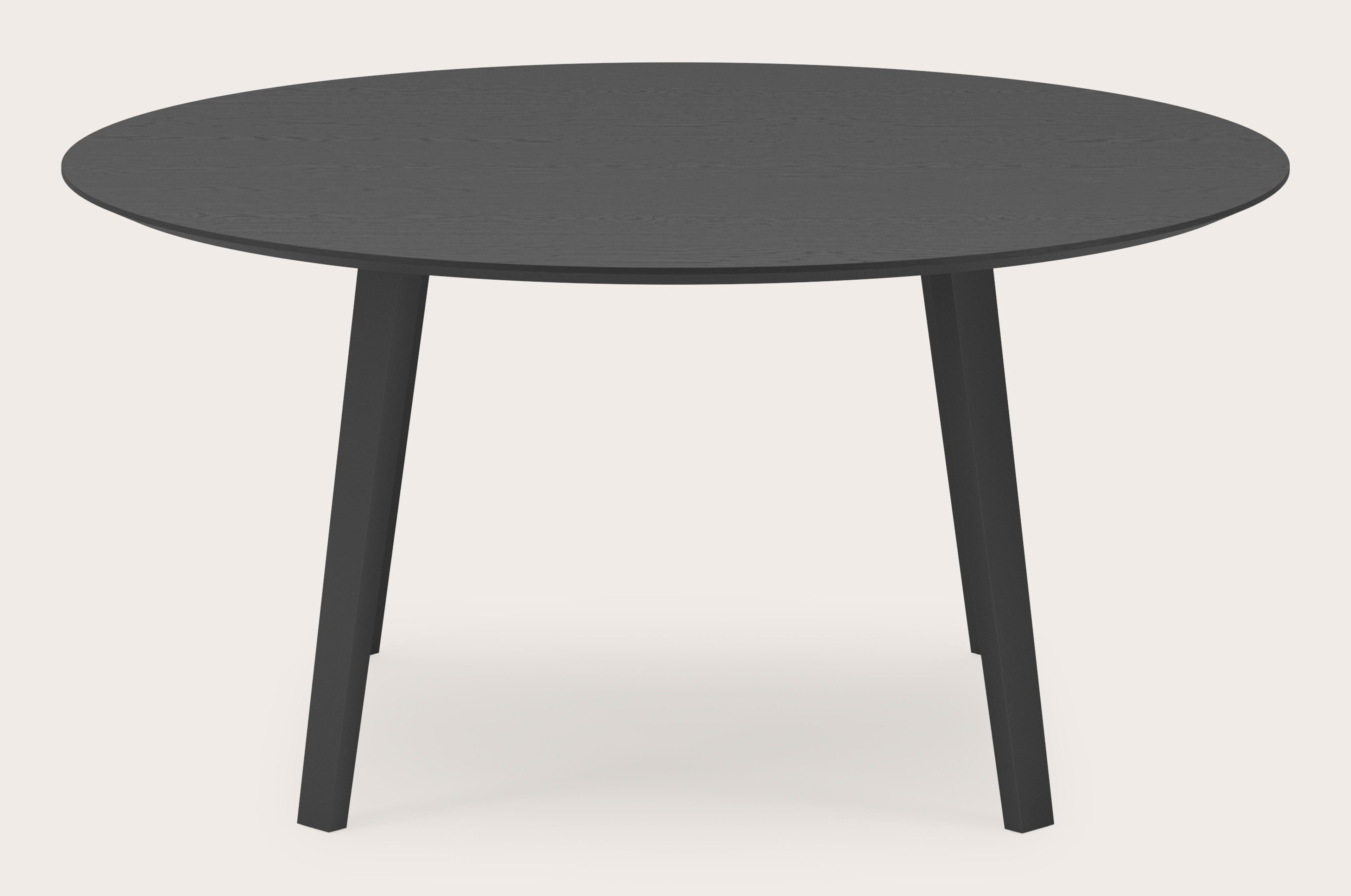 Eettafel Clino onderstel in zwart metaal rond Finesso blad in zwarte eik Ø160 x 77 cm