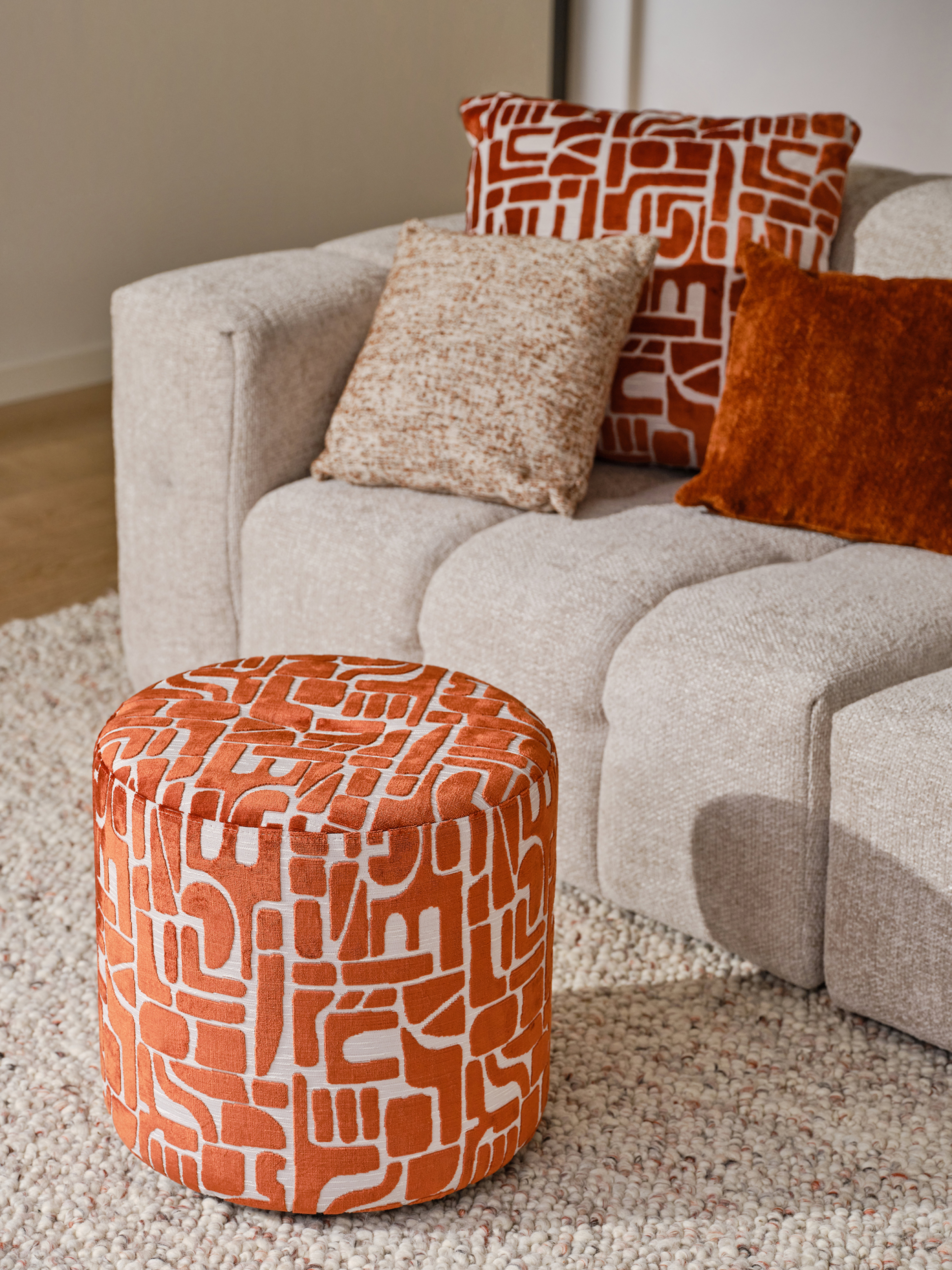 Tondo pouf - Desinio tissu Copper Ø45xH46cm
