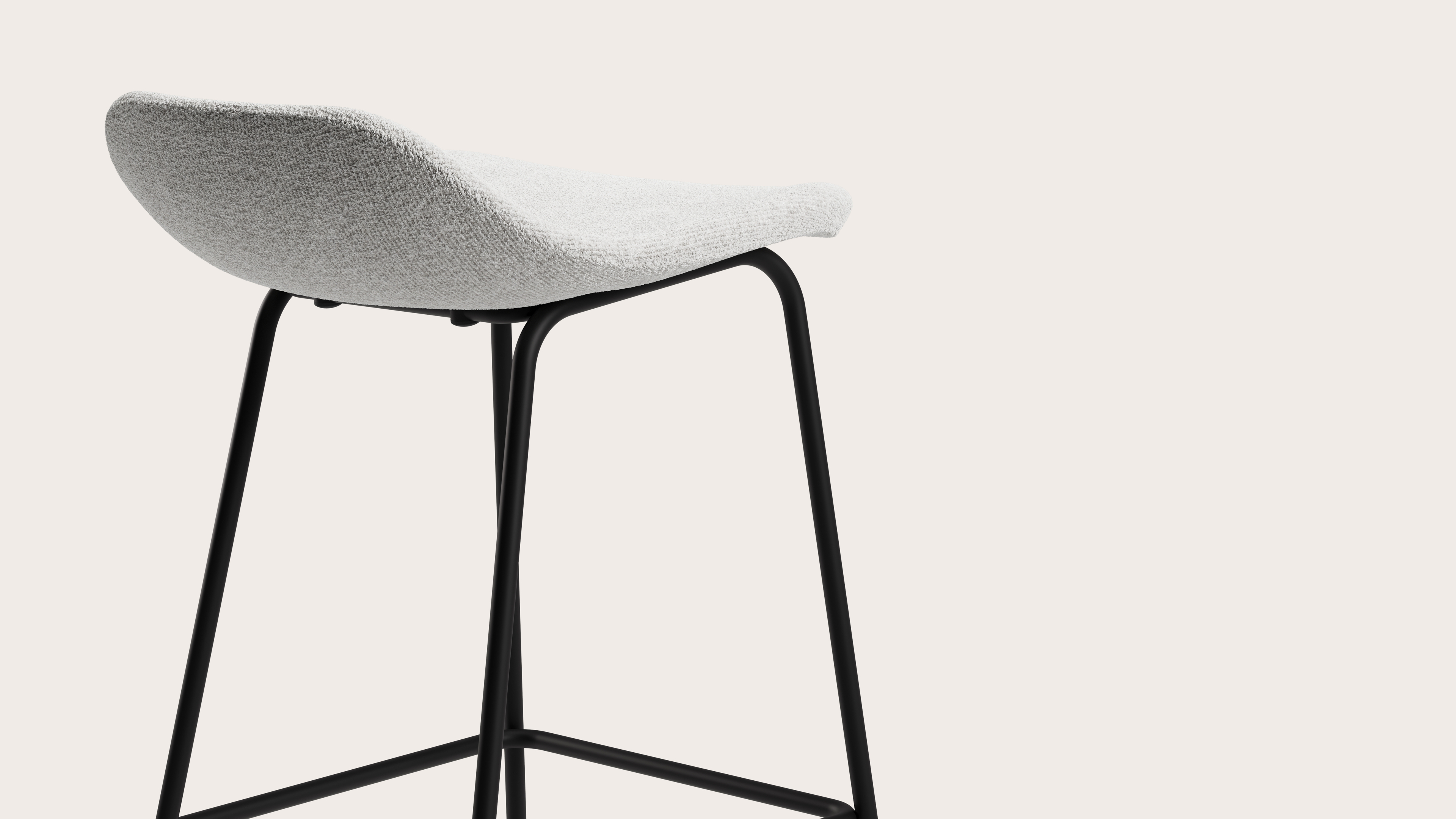 Vasco tabouret de bar haute métal noir avec assise en Nova tissu Lunar