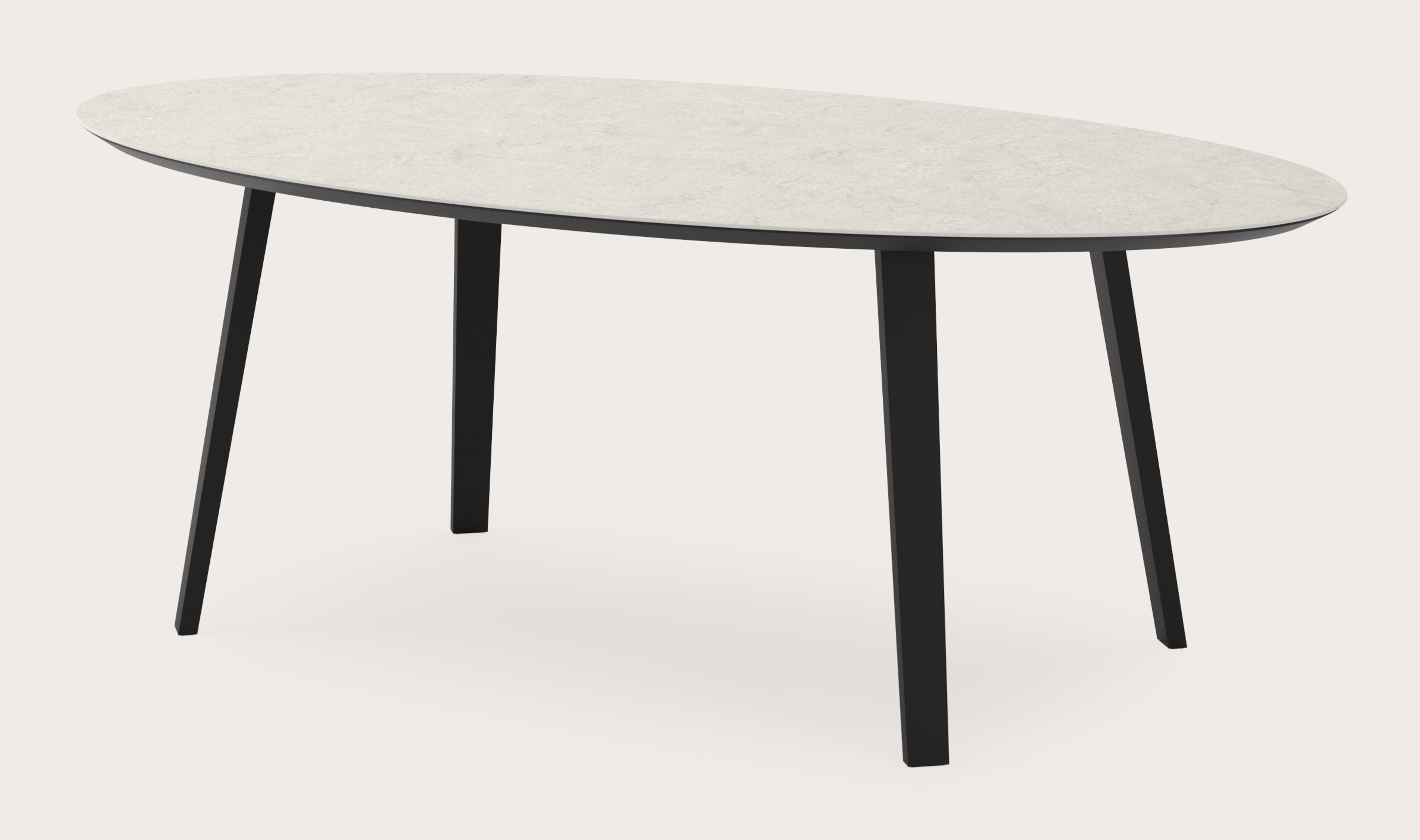 Table de salle à manger Clino armature en métal noir avec plateau Ceramo ovale en céramique en couleur Shilin 220 x 120 x 77 cm